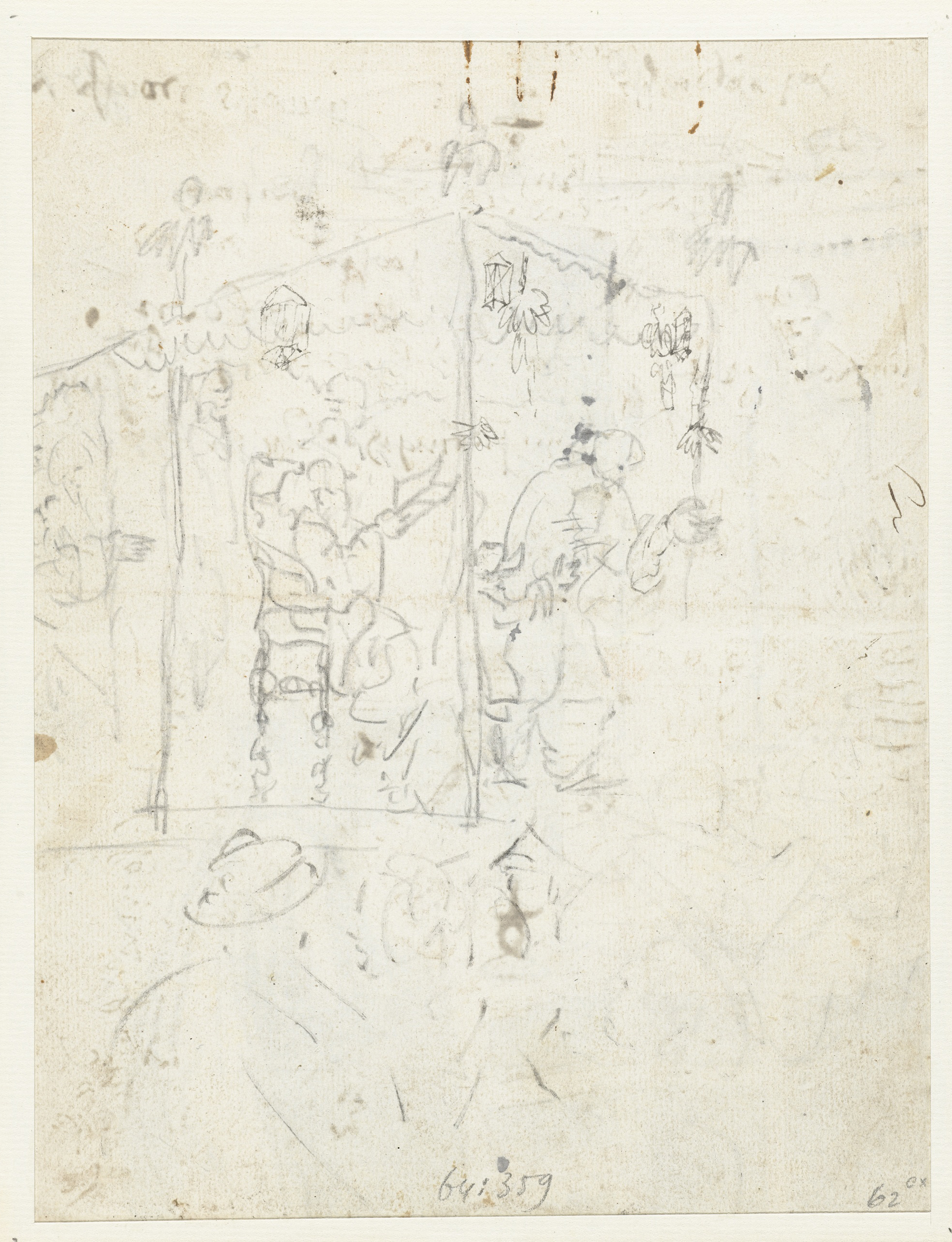 Genre scene depicting figures in a hut by Wouter Schouten, medium unknown.