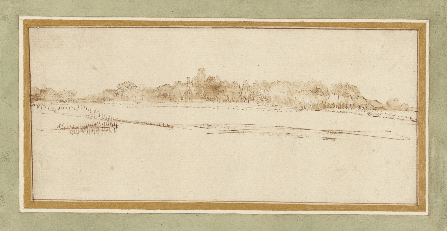 A serene landscape featuring a house with a little tower.