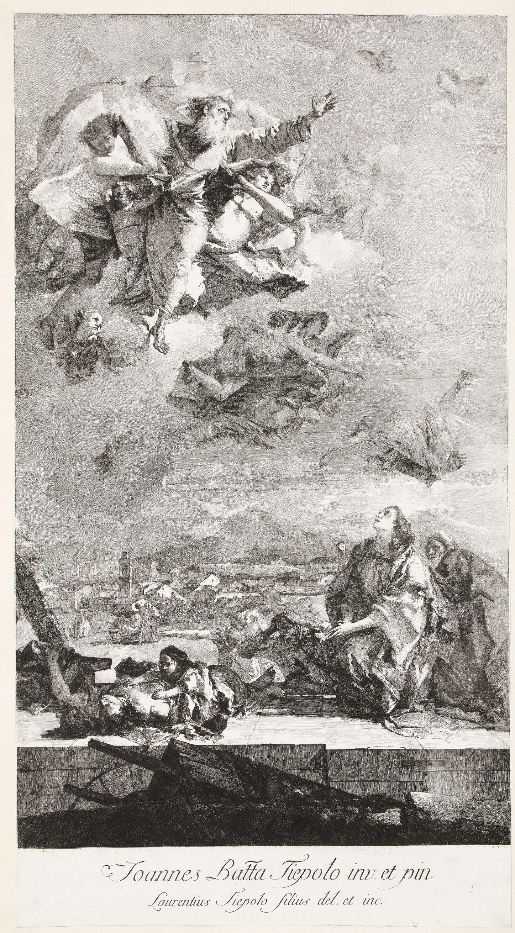 St Thecla Praying for the Plague-stricken, by Lorenzo Baldissera Tiepolo, public domain