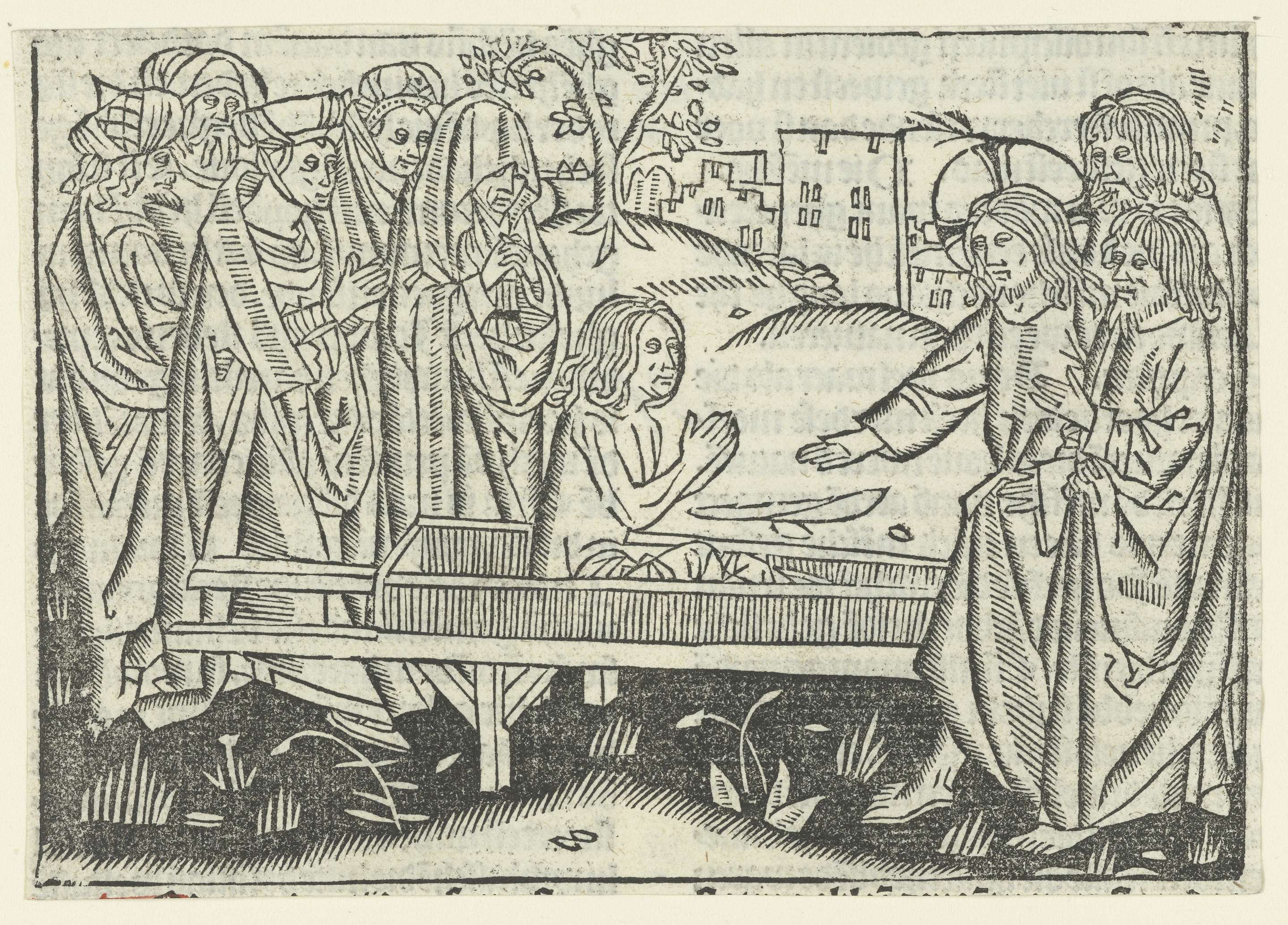 Resurrection scene with a kneeling widow, paper artwork by Master of Delft