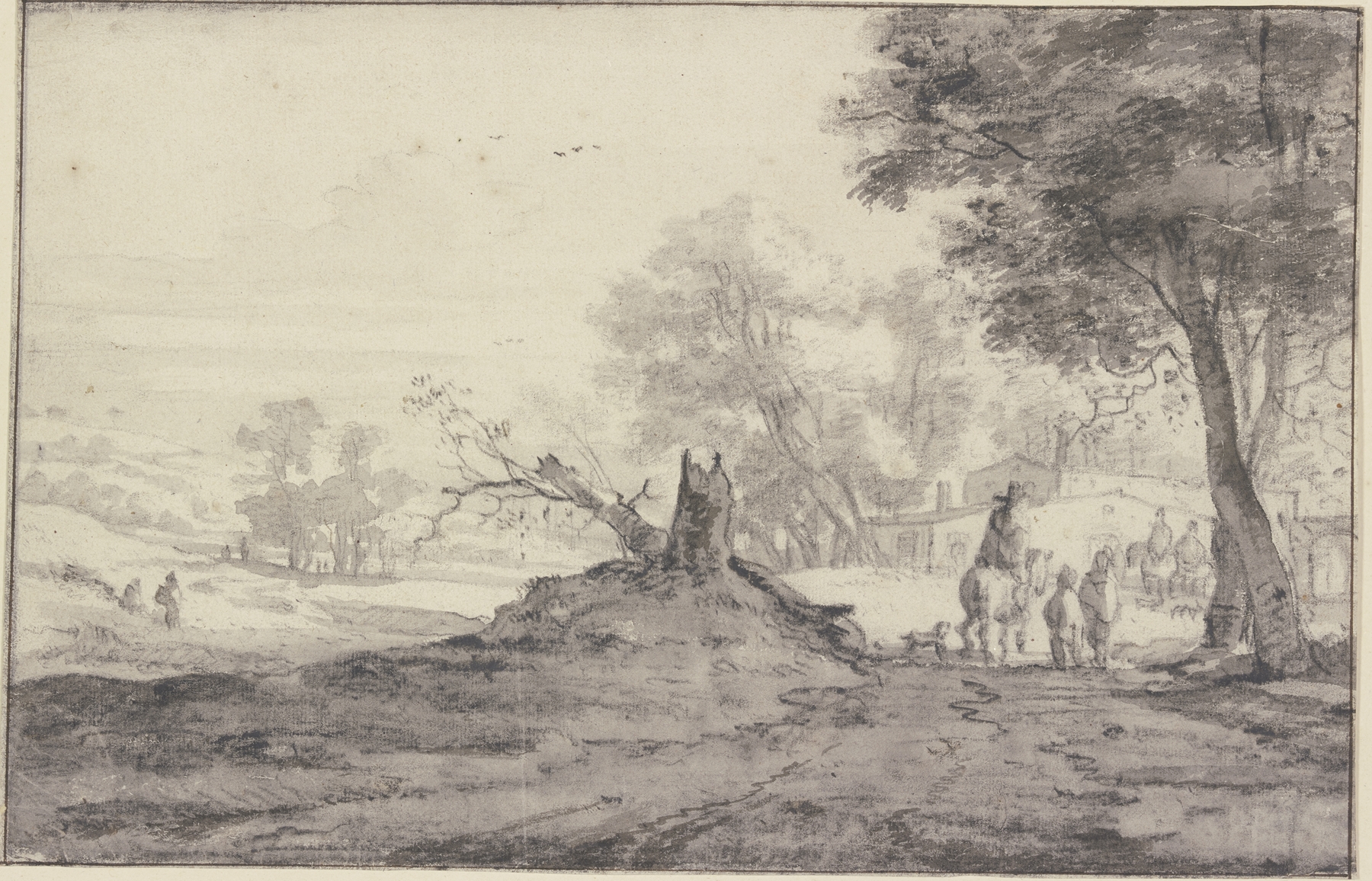 Landscape with trees and houses, oil on canvas by Roelant Roghman