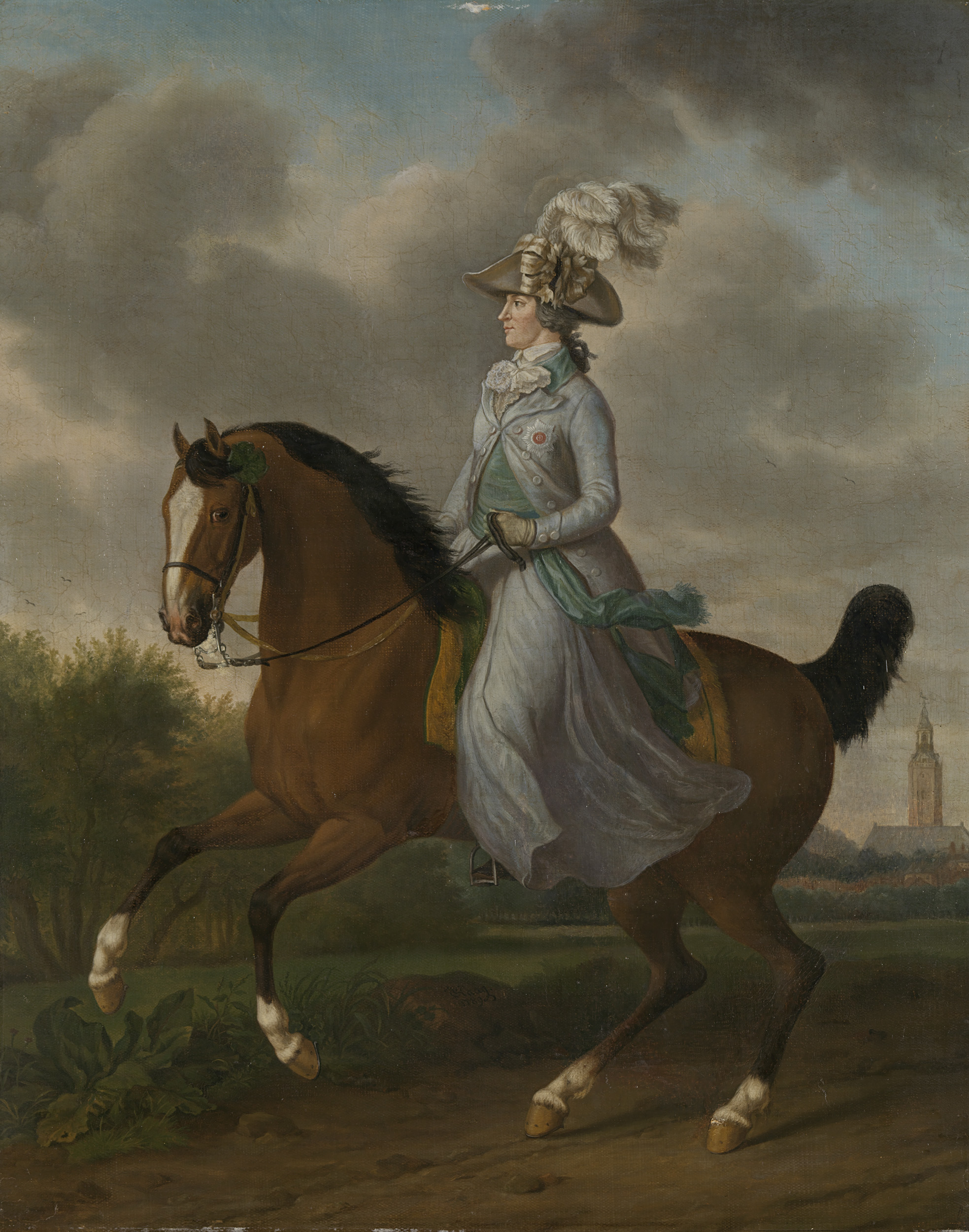 Equestrian portrait of Frederika Sophia Wilhelmina by Tethart Philip Christian Haag, oil on canvas