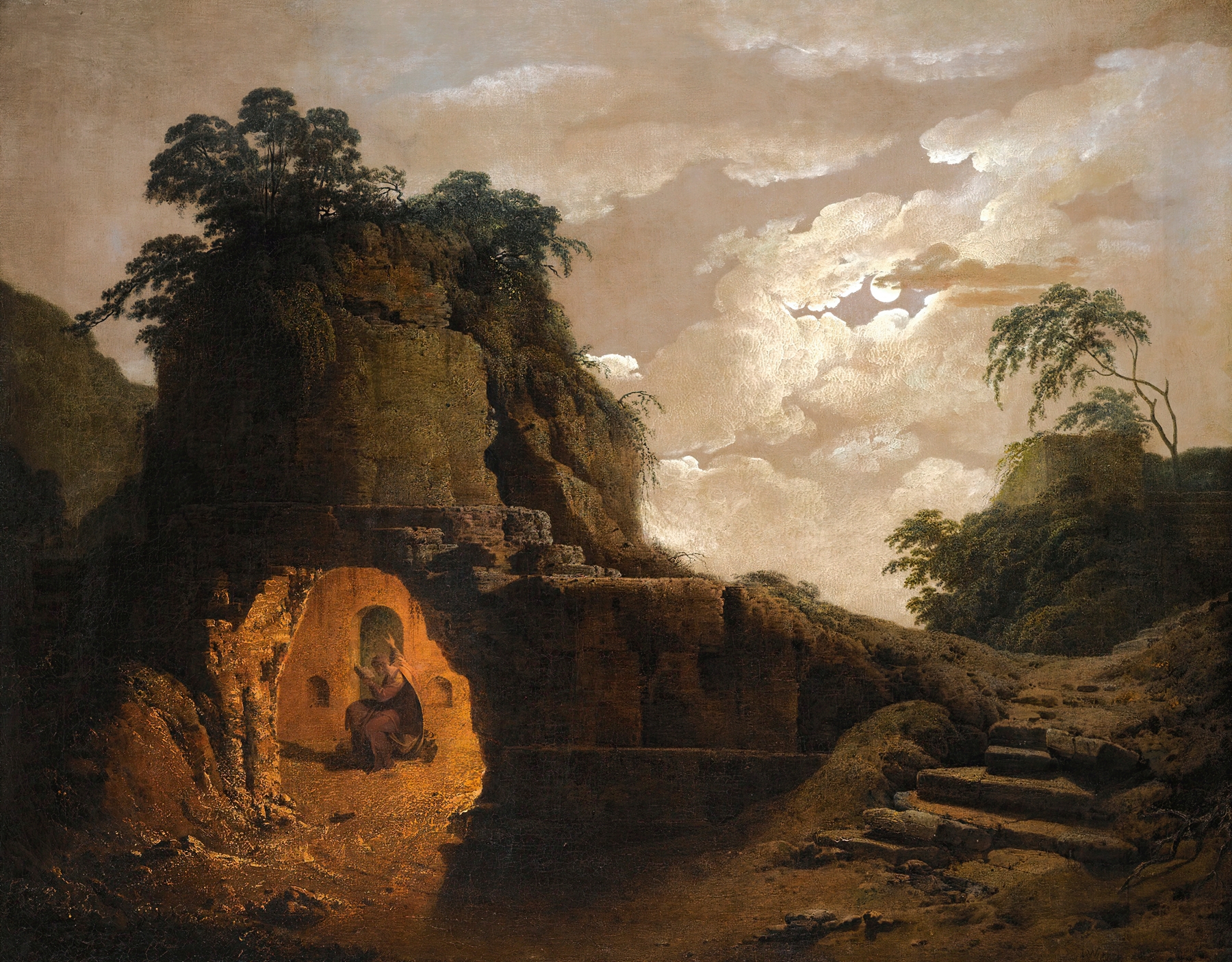 Virgil’s Tomb By Moonlight, by Joseph Wright of Derby, public domain