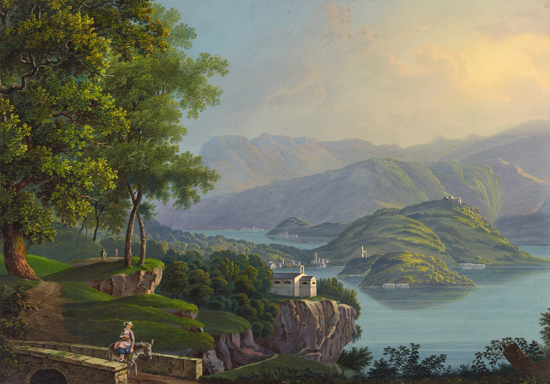 Landscape of Lake Como by Johann Heinrich Bleuler the Younger, oil painting