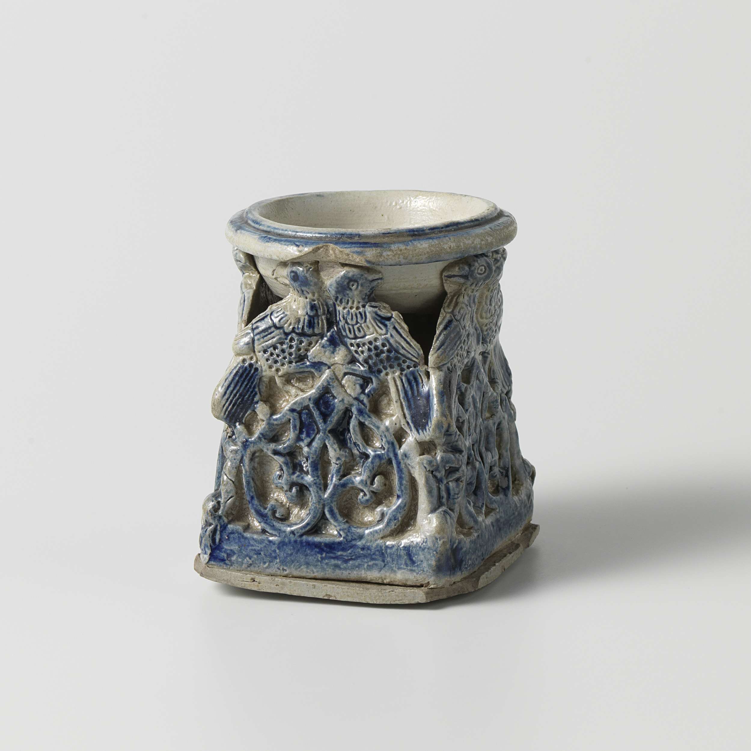 Ceramic salt cellar with bird decoration by unknown artist
