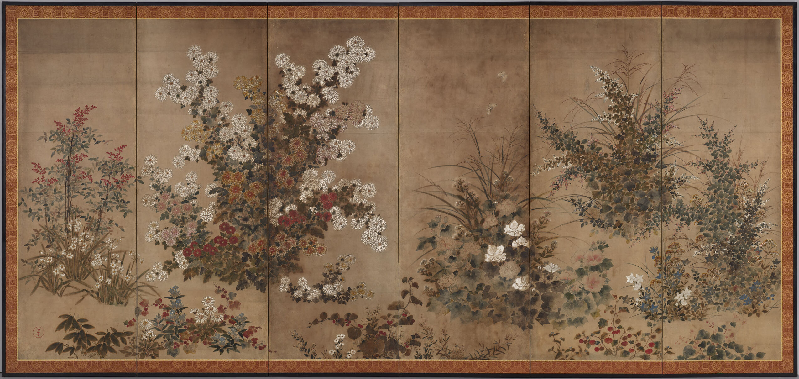 Flowers of the Four Seasons by Tawaraya Sōtatsu, ink and color on paper