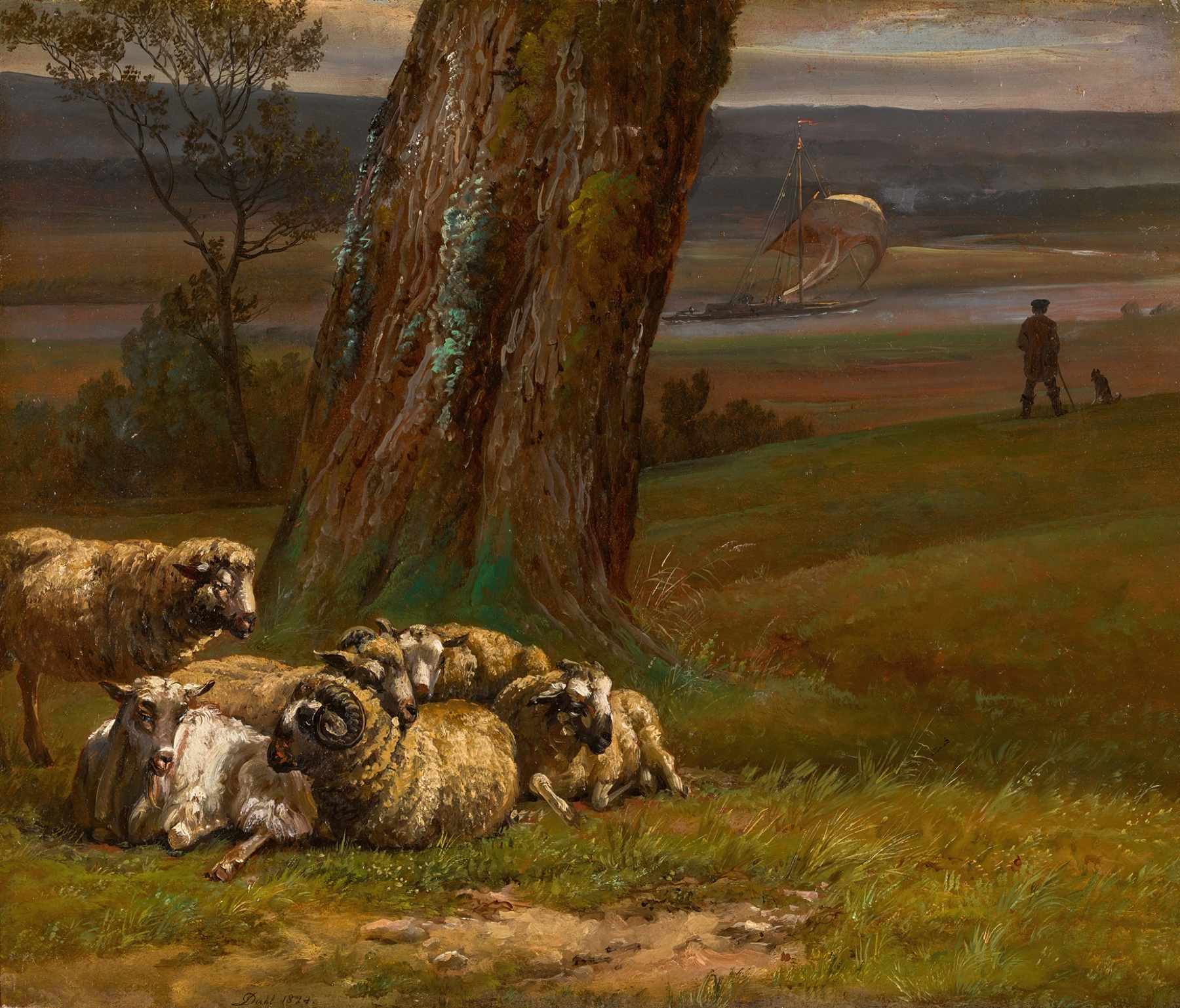 Landscape by the River Elbe (Sauer ved Elven), by Johan Christian Dahl, public domain