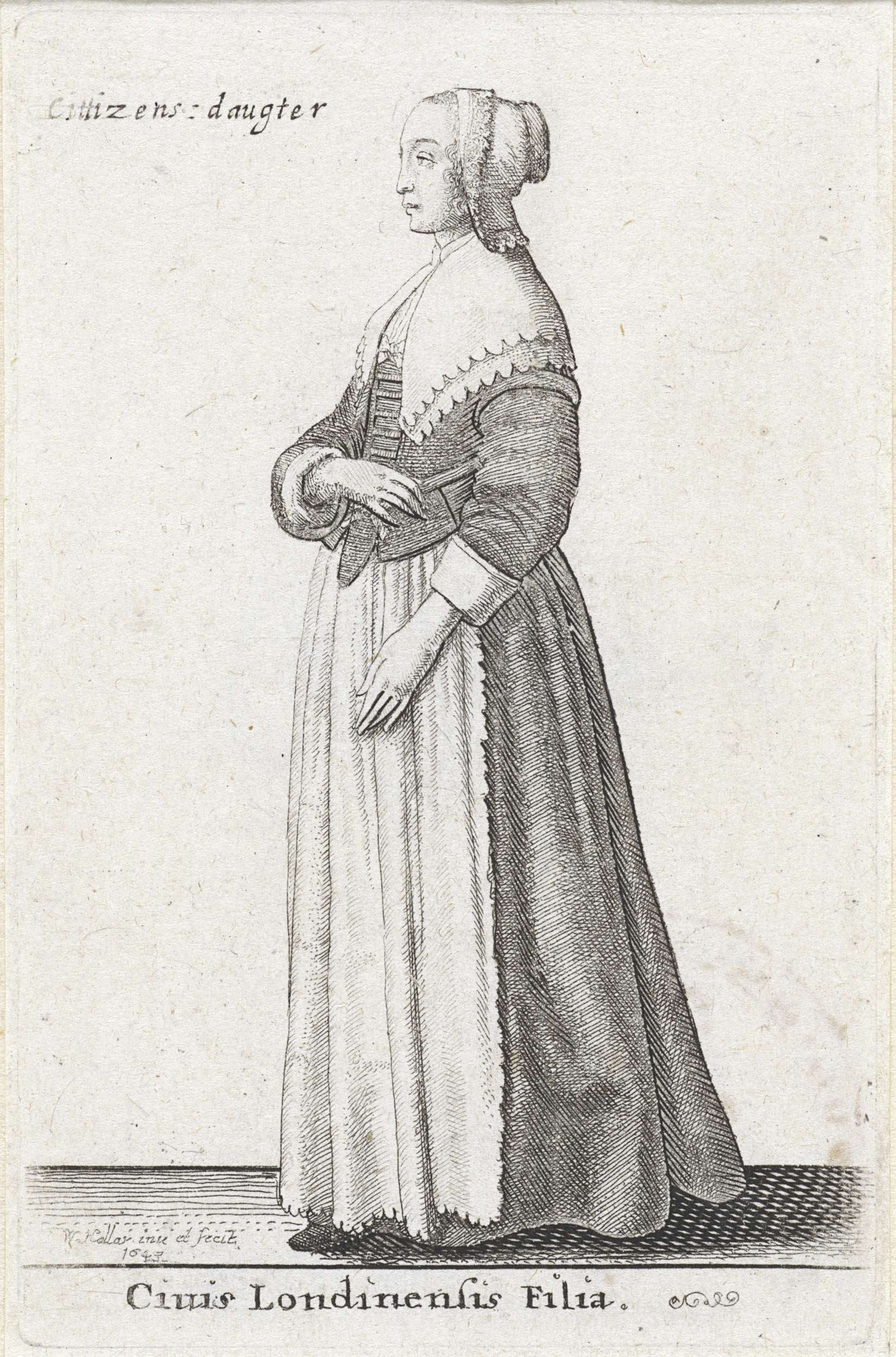 Etching by Wenceslaus Hollar featuring contemplative figures with intricate details.