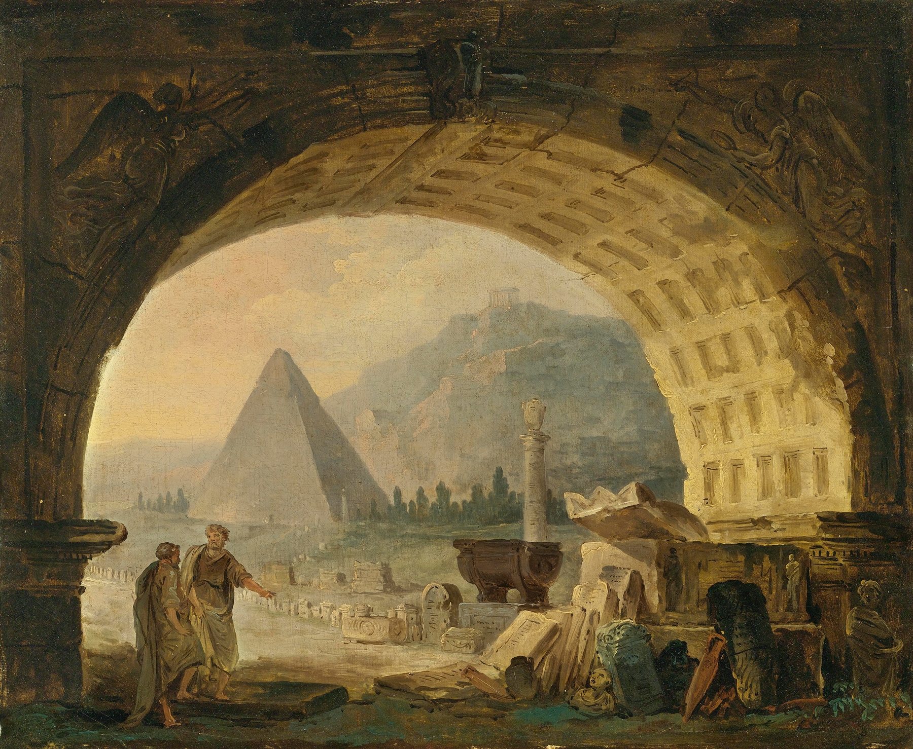 Neoclassical architecture under an arch by Hubert Robert, 1789