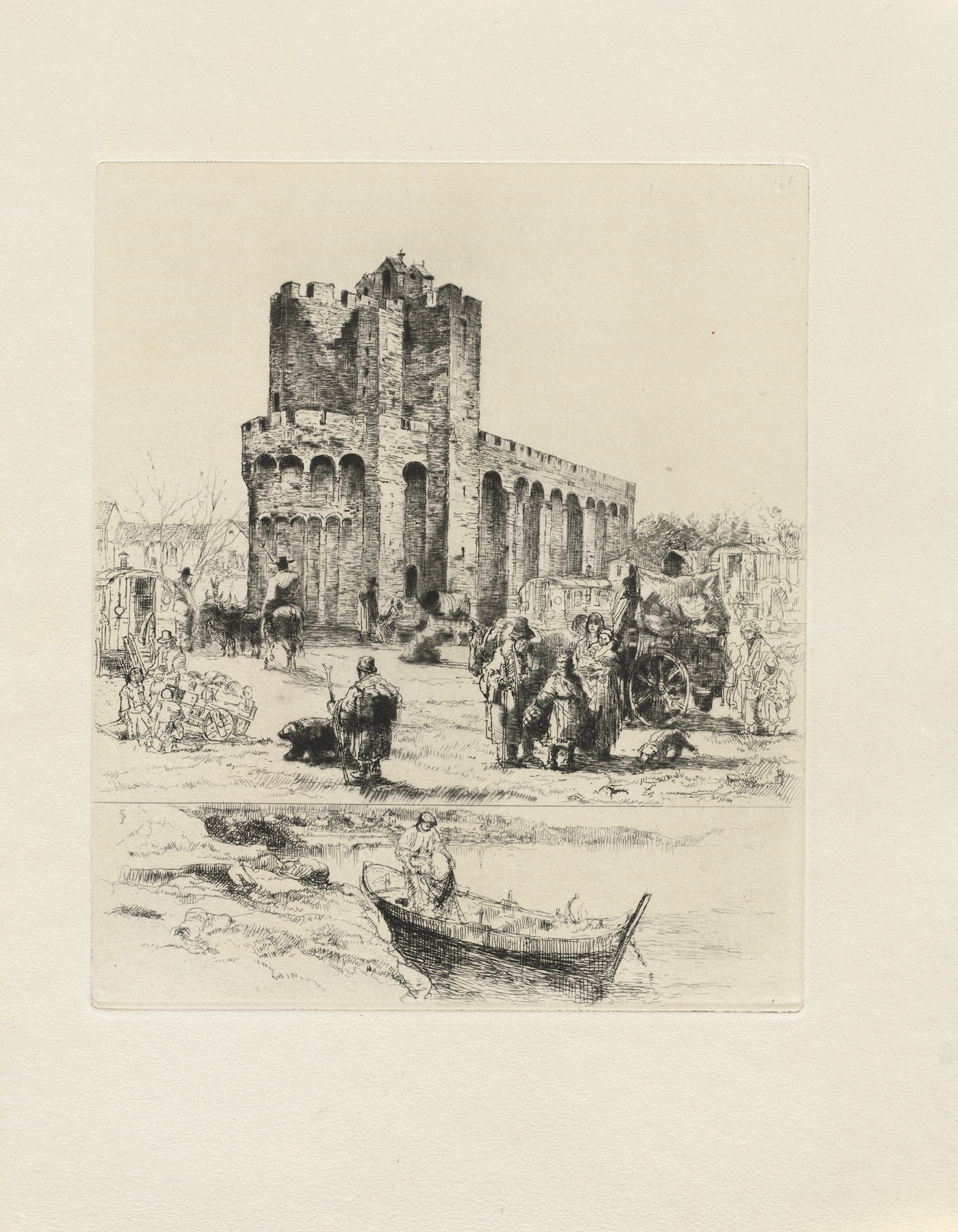 Etching by Auguste Brouet depicting memory and reflection