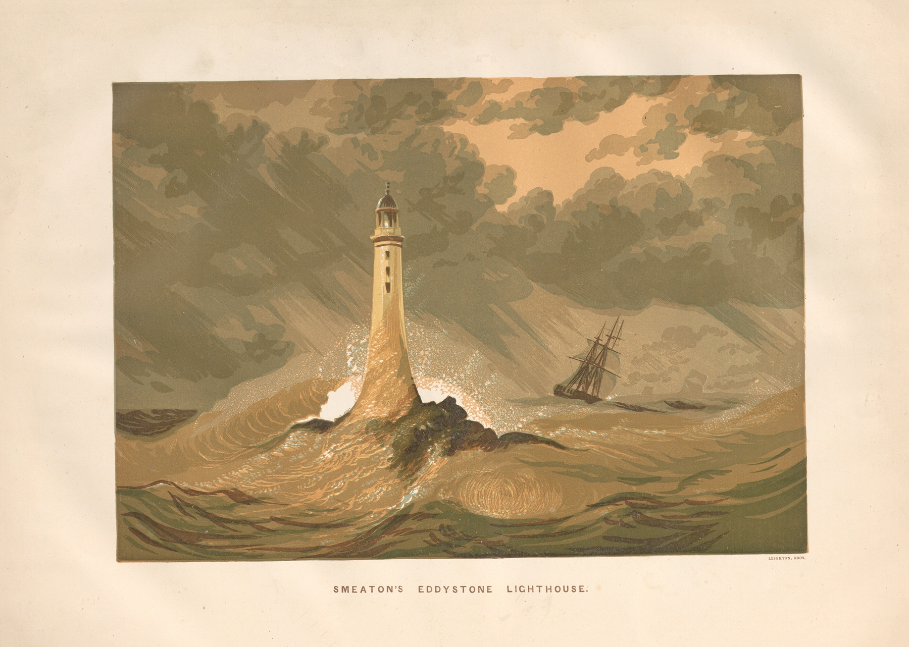 Smeaton’s Eddystone Lighthouse, by Charles Knight, public domain