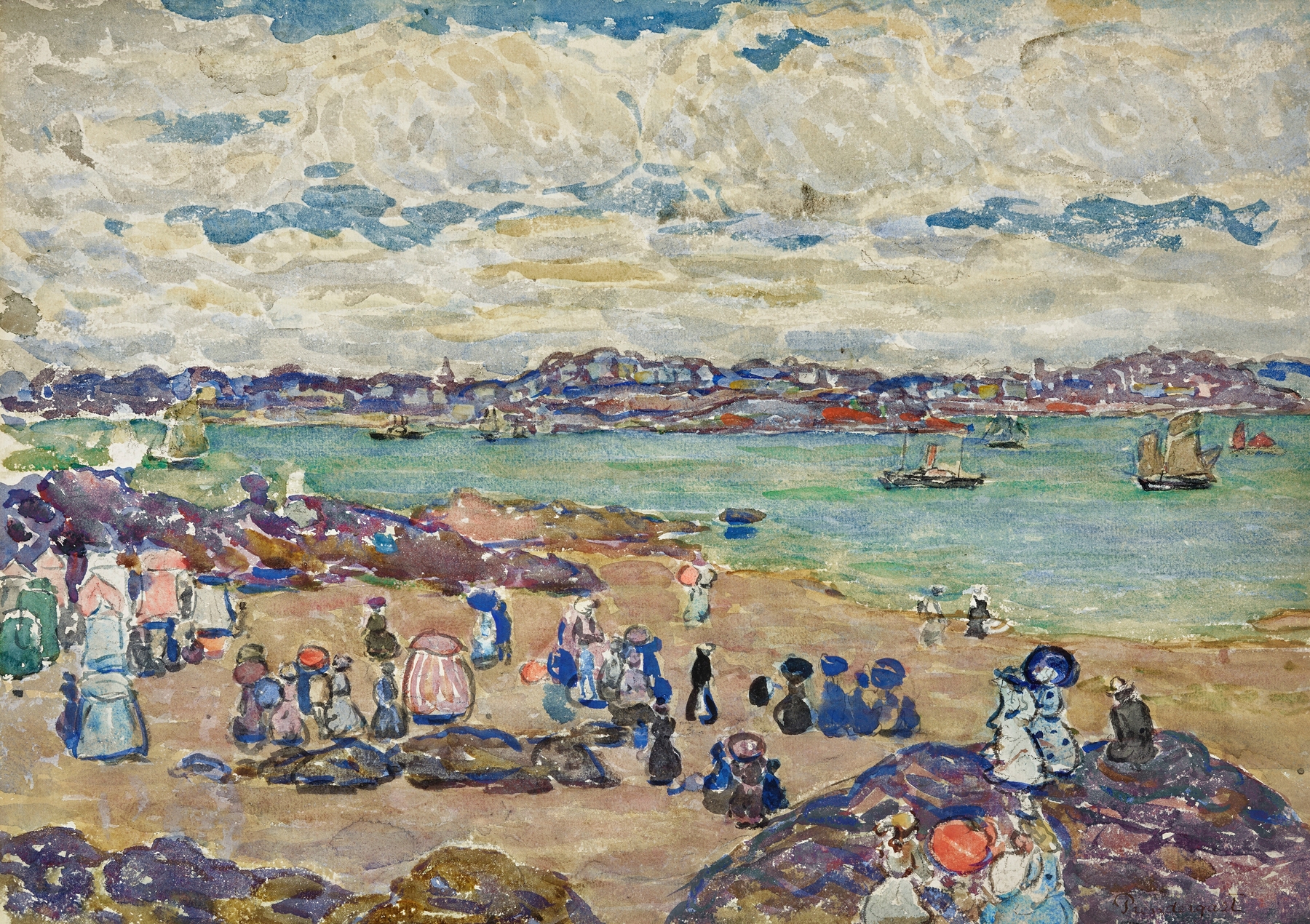 Figures on the Beach, by Maurice Prendergast, public domain