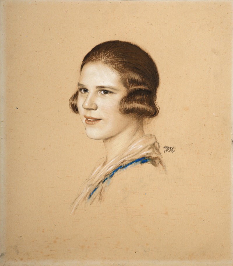 A portrait of a young girl in three-quarter profile by Franz von Stuck.