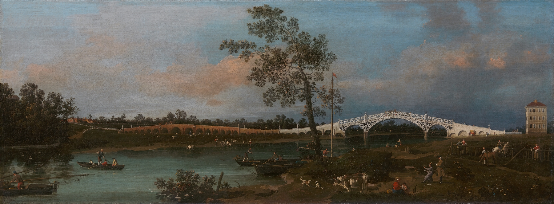 Old Walton Bridge, by Canaletto, public domain
