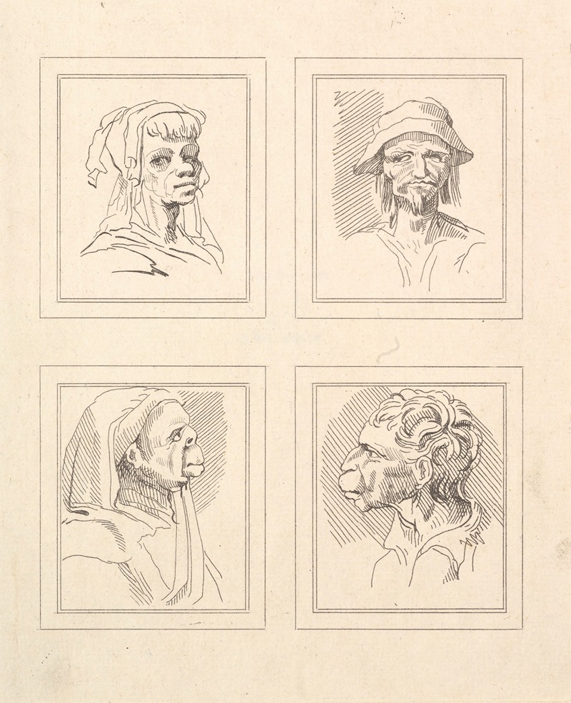 This artwork features playful caricatures by Wenceslaus Hollar.