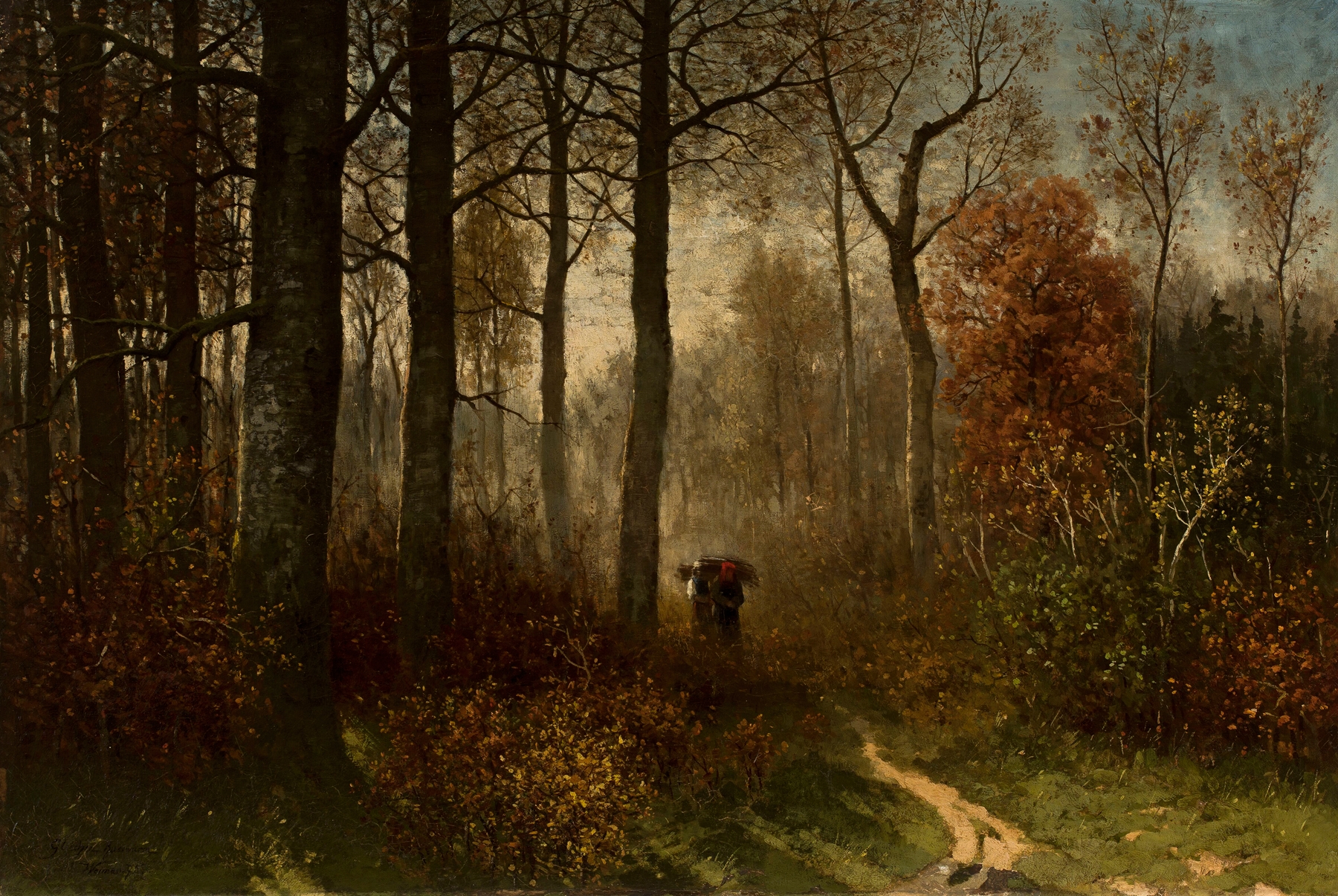 Women in the forest carrying brushwood, Romanticism by Heinrich-Ludwig von Gleichen-Russworm