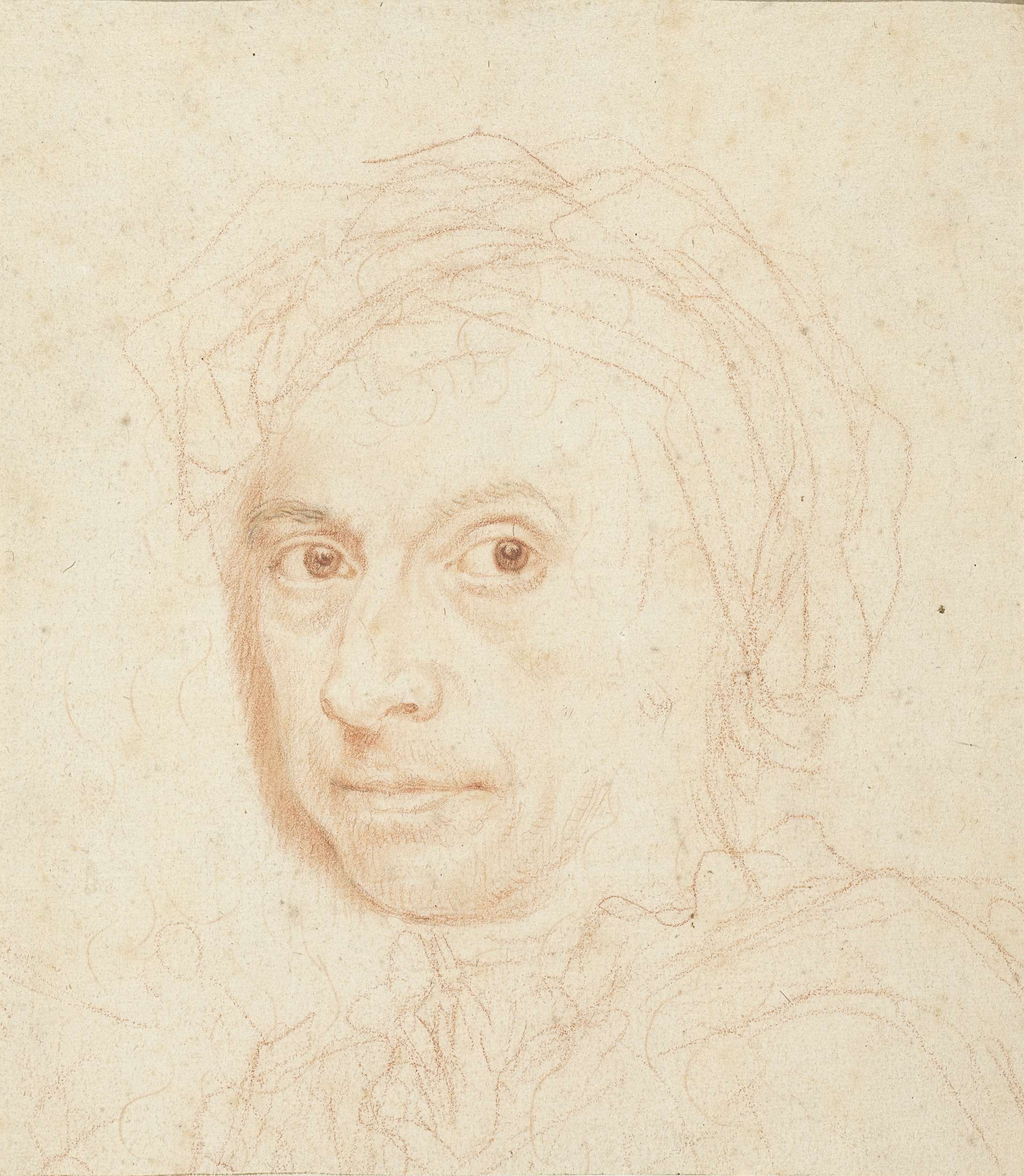 Portrait of a man with a piercing gaze, paper work by Anton von Maron