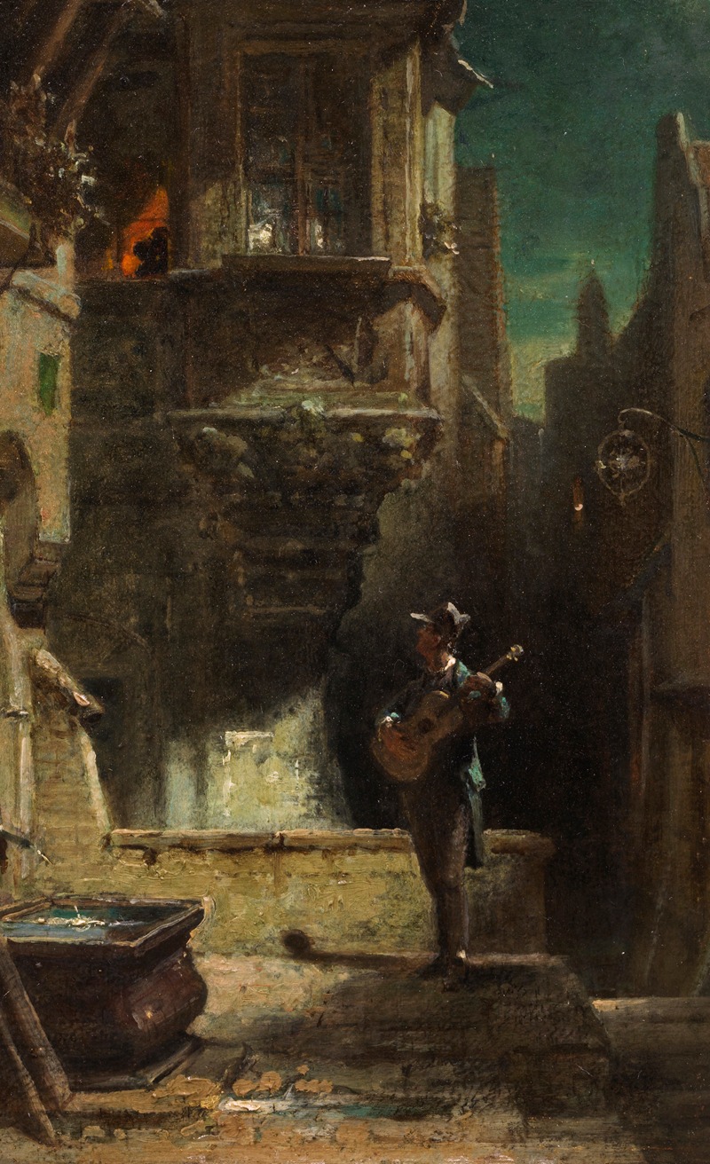 A charming scene of a serenade in a picturesque setting.