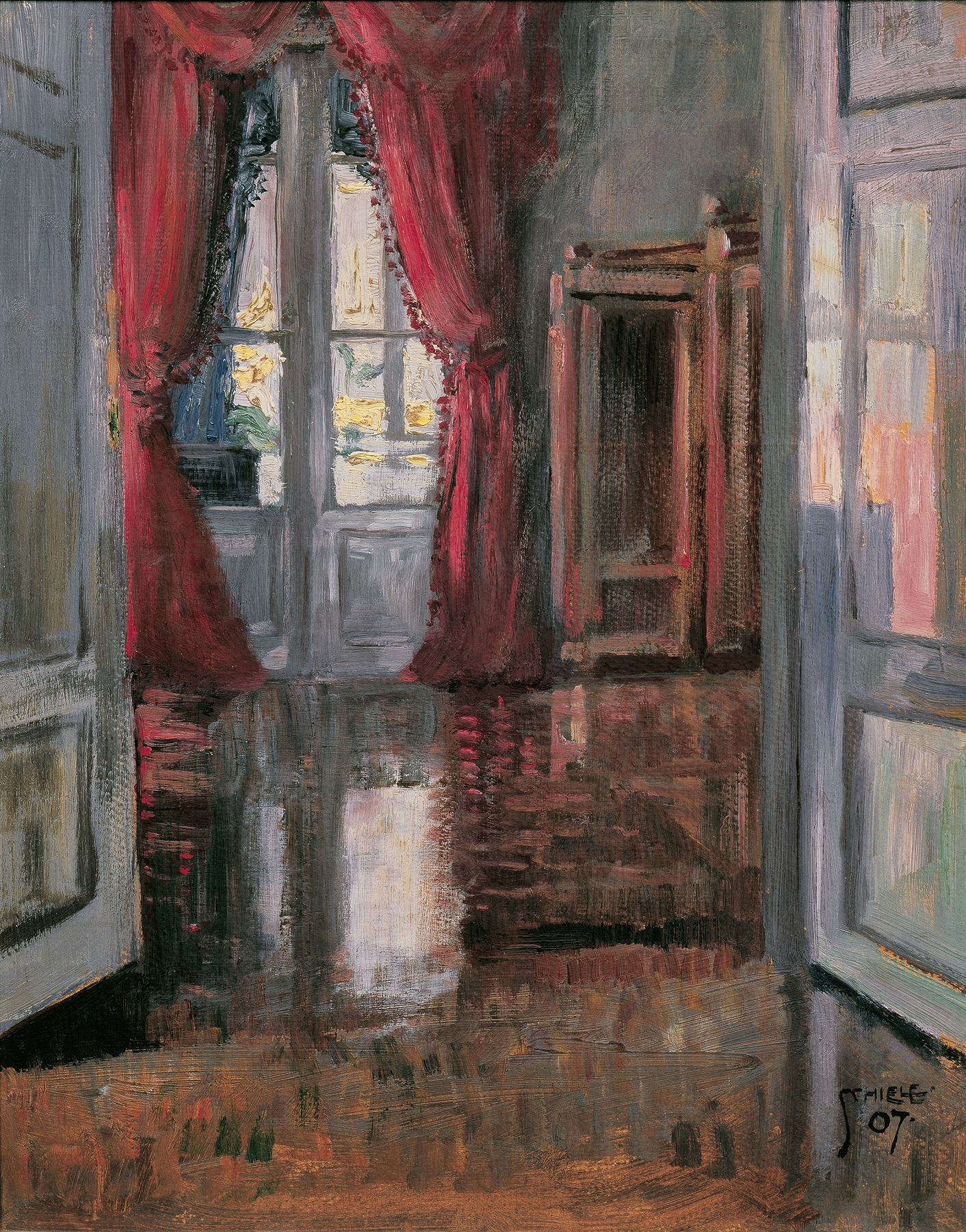 Blick in die Wohnung von Leopold und Marie Czihaczek, by Egon Schiele, public domain