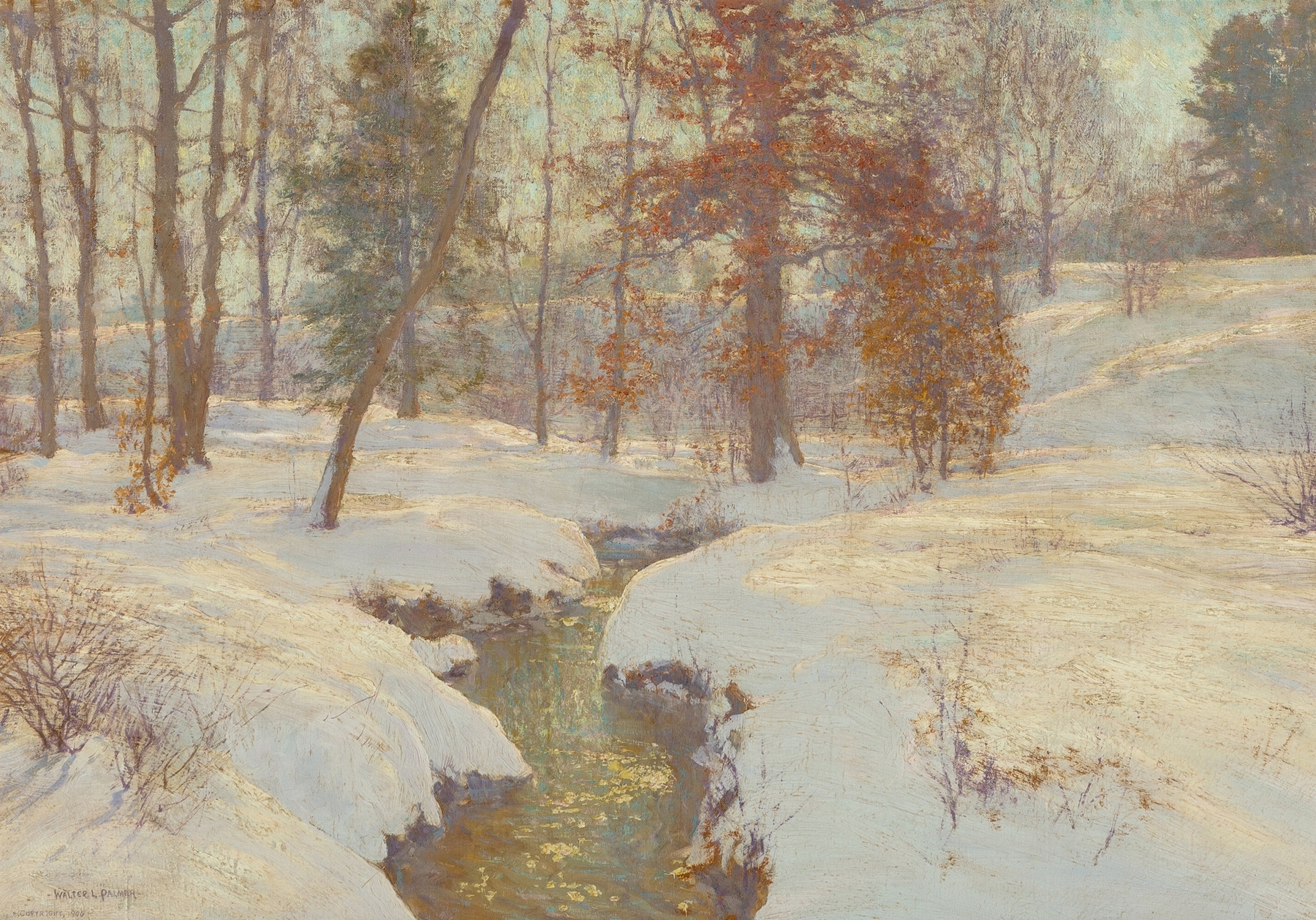 Oaks in winter, oil on canvas by Walter Launt Palmer