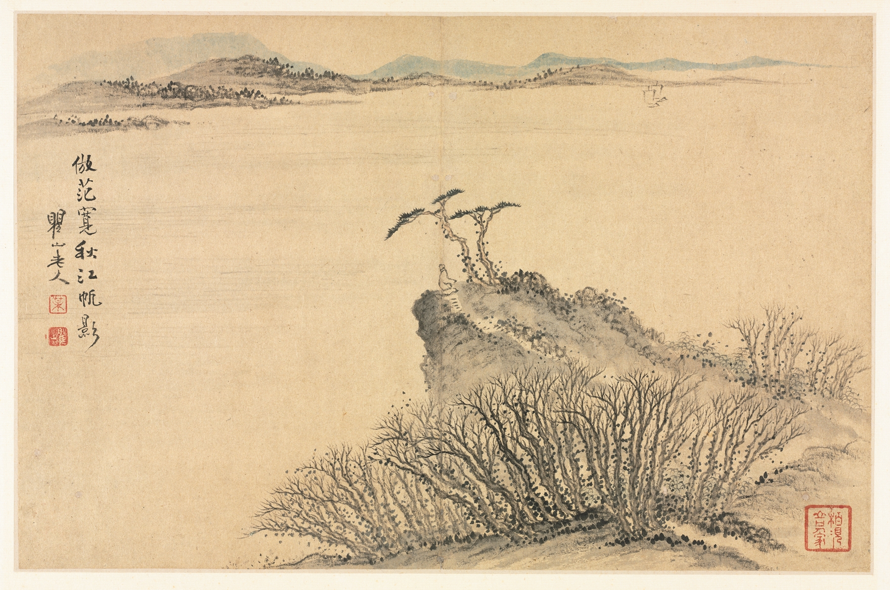 Landscapes in Various Styles after Old Masters 8, by Mei Qing, public domain