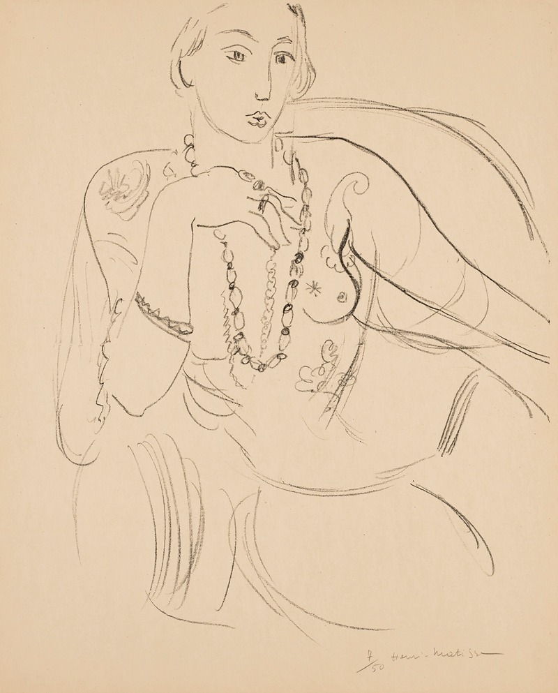 Henri Matisse's 'Femme au collier' features vibrant colors and a striking female figure.
