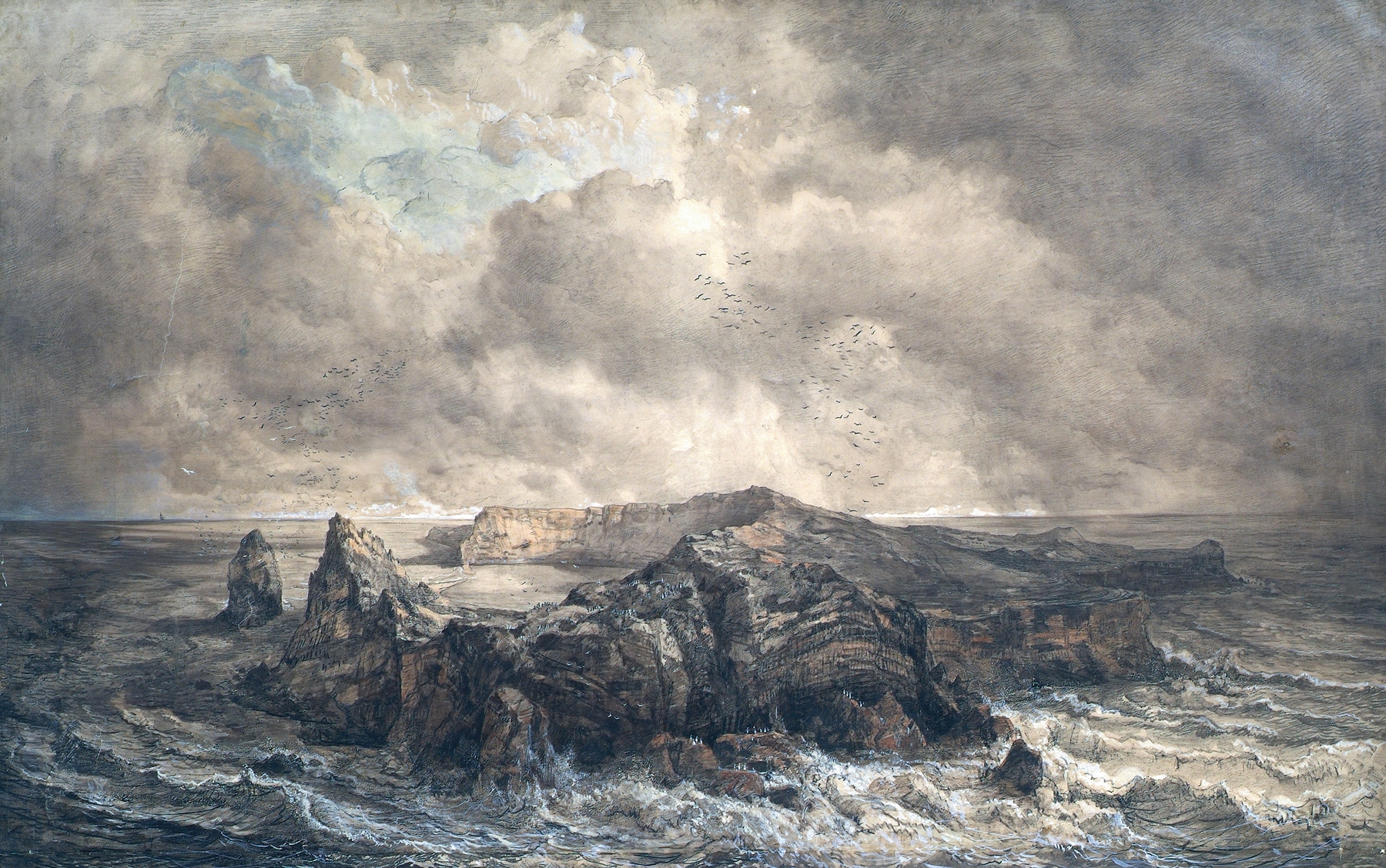 Marine scene of St. Paul Island in the Indian Ocean, oil on canvas by Joseph Selleny