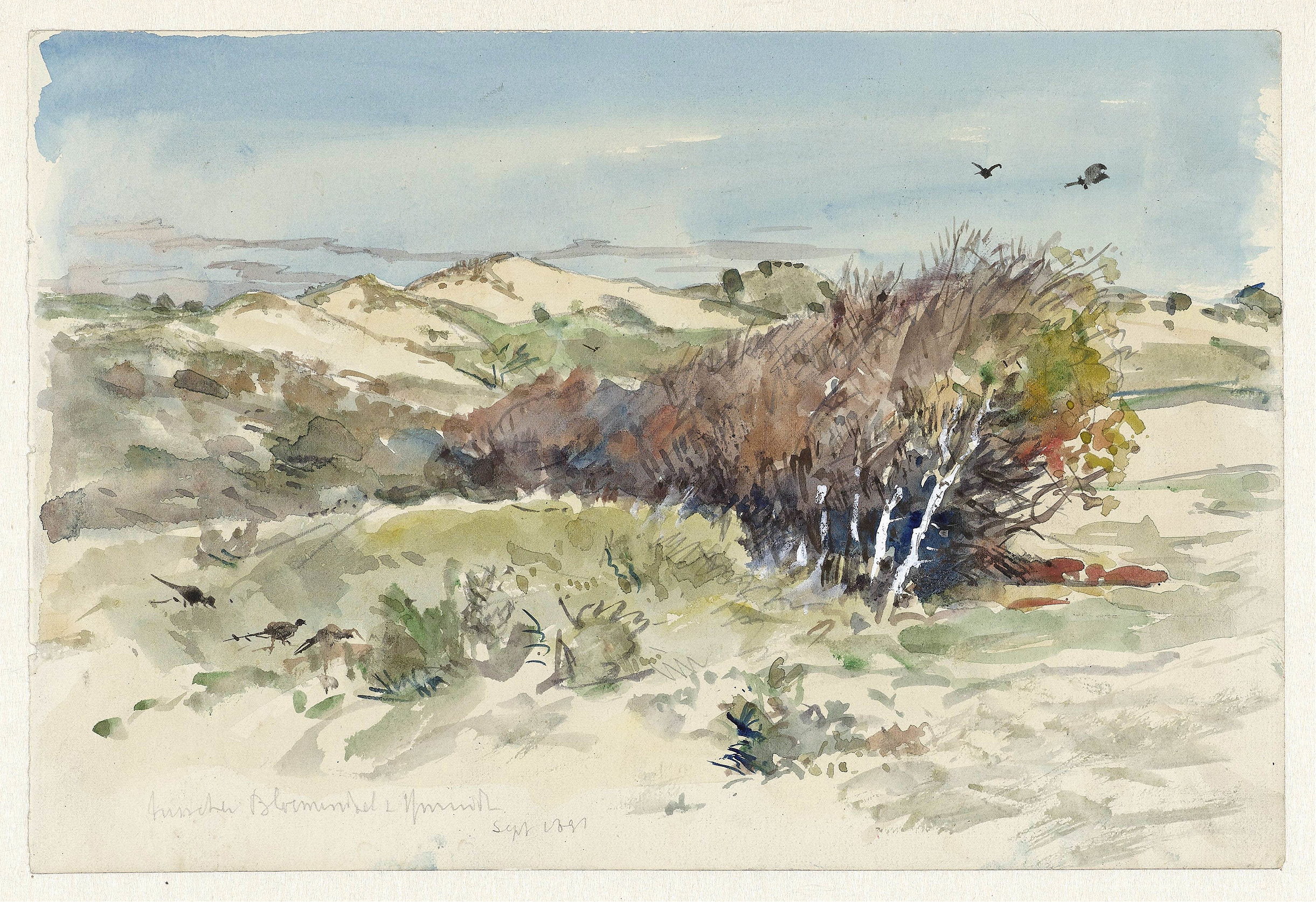 Landscape of dunes at sunset, oil on canvas by Jan Hoynck van Papendrecht