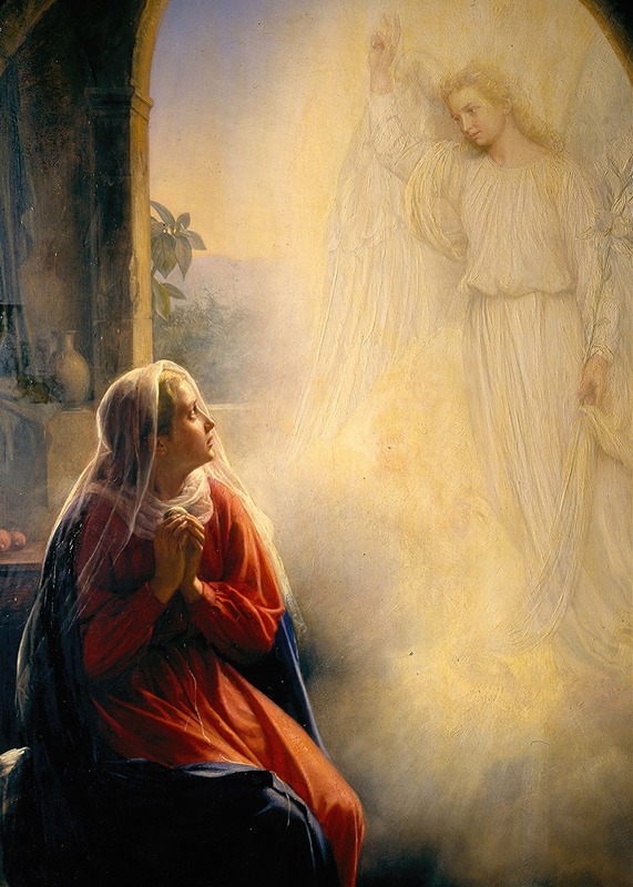 Carl Bloch's 'The Annunciation' depicts the moment of the angel Gabriel's announcement to Mary.