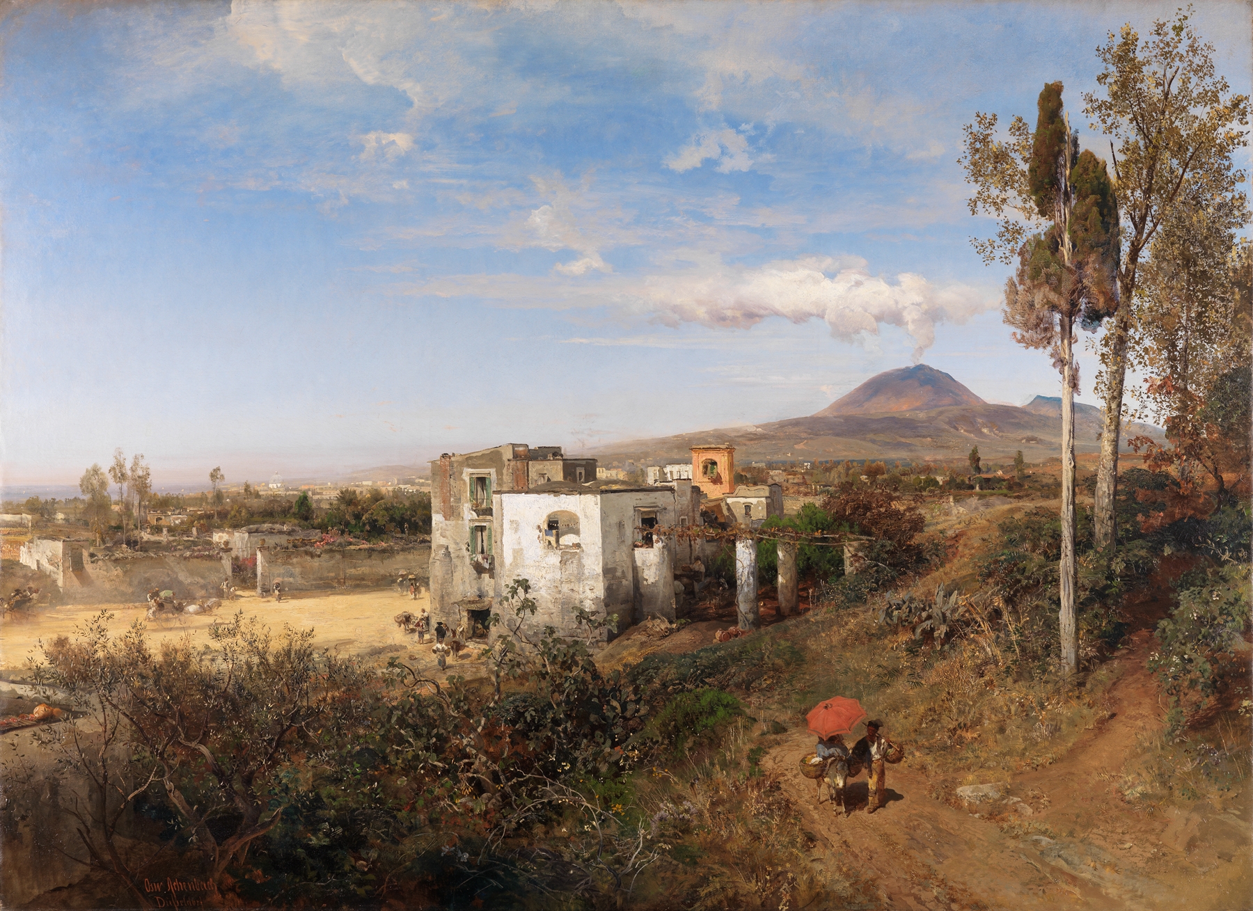 Landschaft bei Pompeji, by Oswald Achenbach, public domain