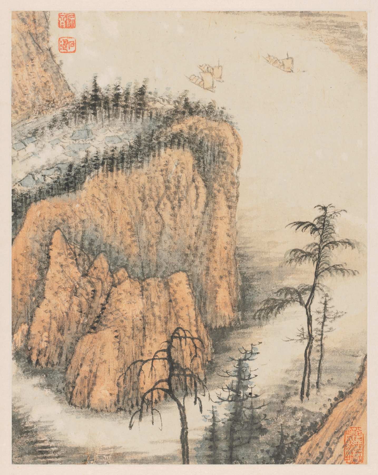 Reminiscences of Qinhuai River pl5, by Shitao, public domain
