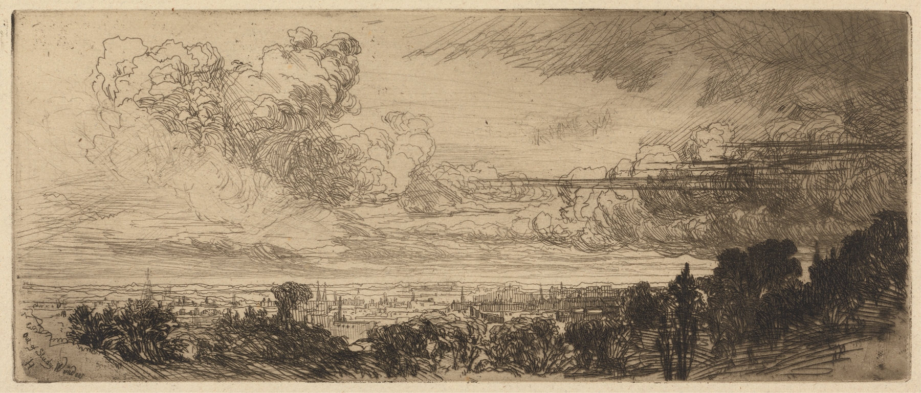 Out of Study Window, by Francis Seymour Haden, public domain