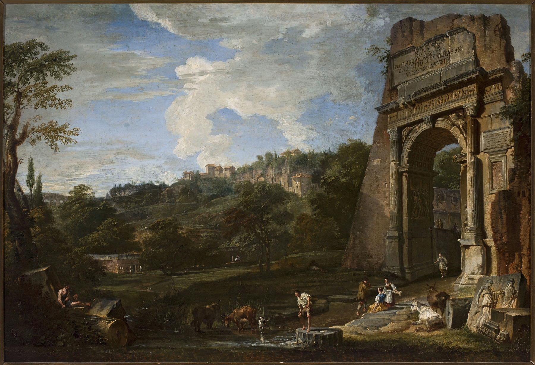 Landscape with the Arch of Titus, by Giovanni Paolo Panini, public domain