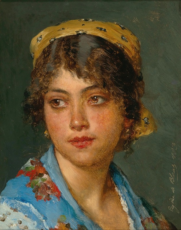A Young Italian Woman with a Yellow Headscarf by Eugen von Blaas depicts a woman in traditional attire.
