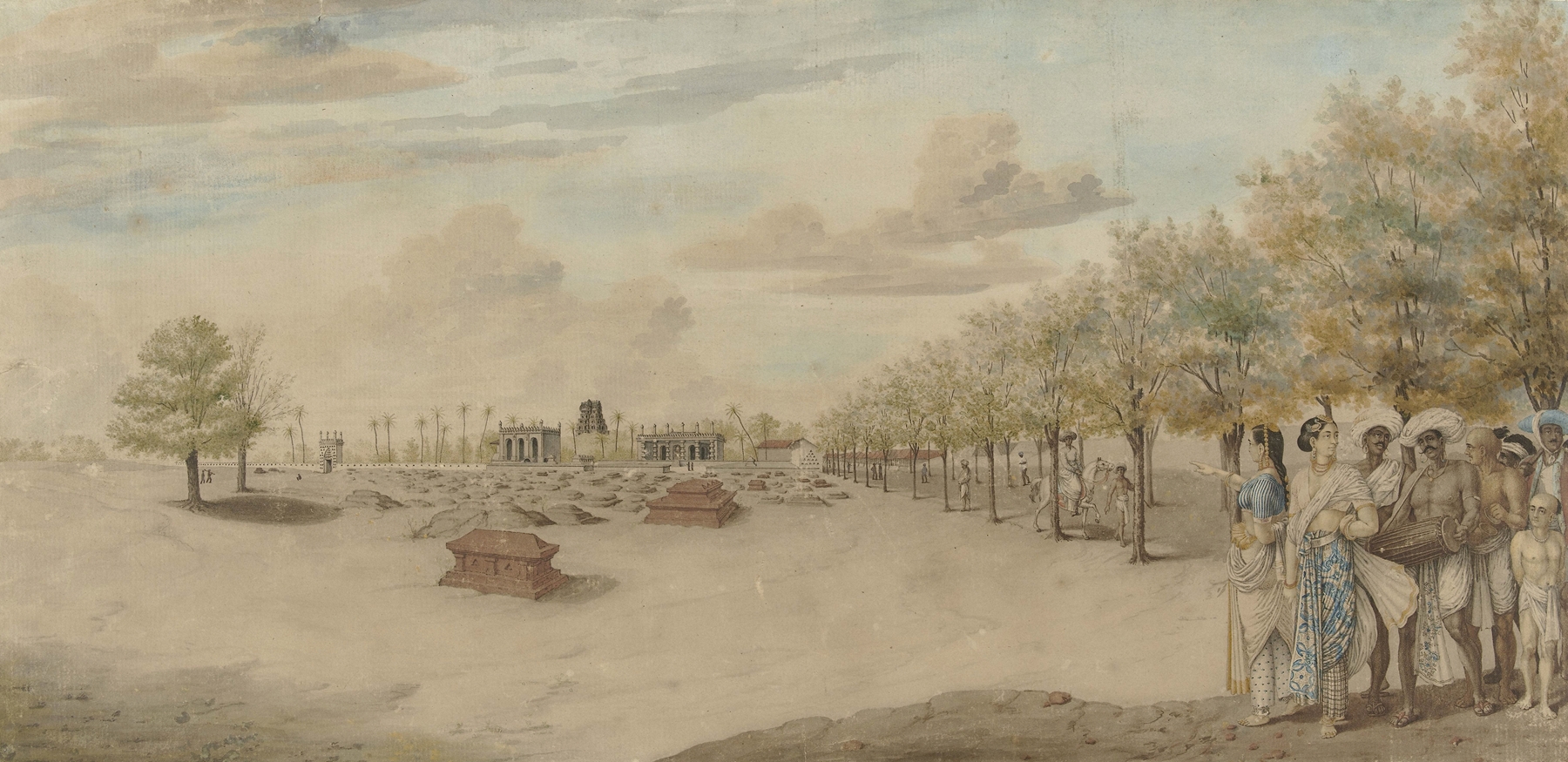 Historical scene of a graveyard with a procession, oil painting by Carel Frederik Reimer