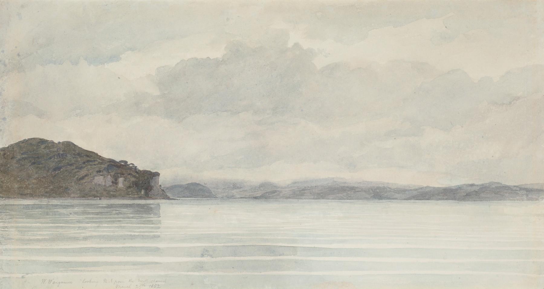 Landscape with a river and distant hills, oil painting by James Crowe Richmond