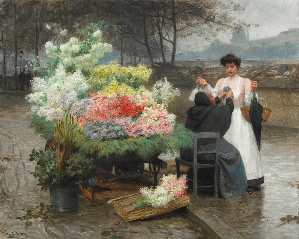 A flower seller on the banks of the Seine in Paris.