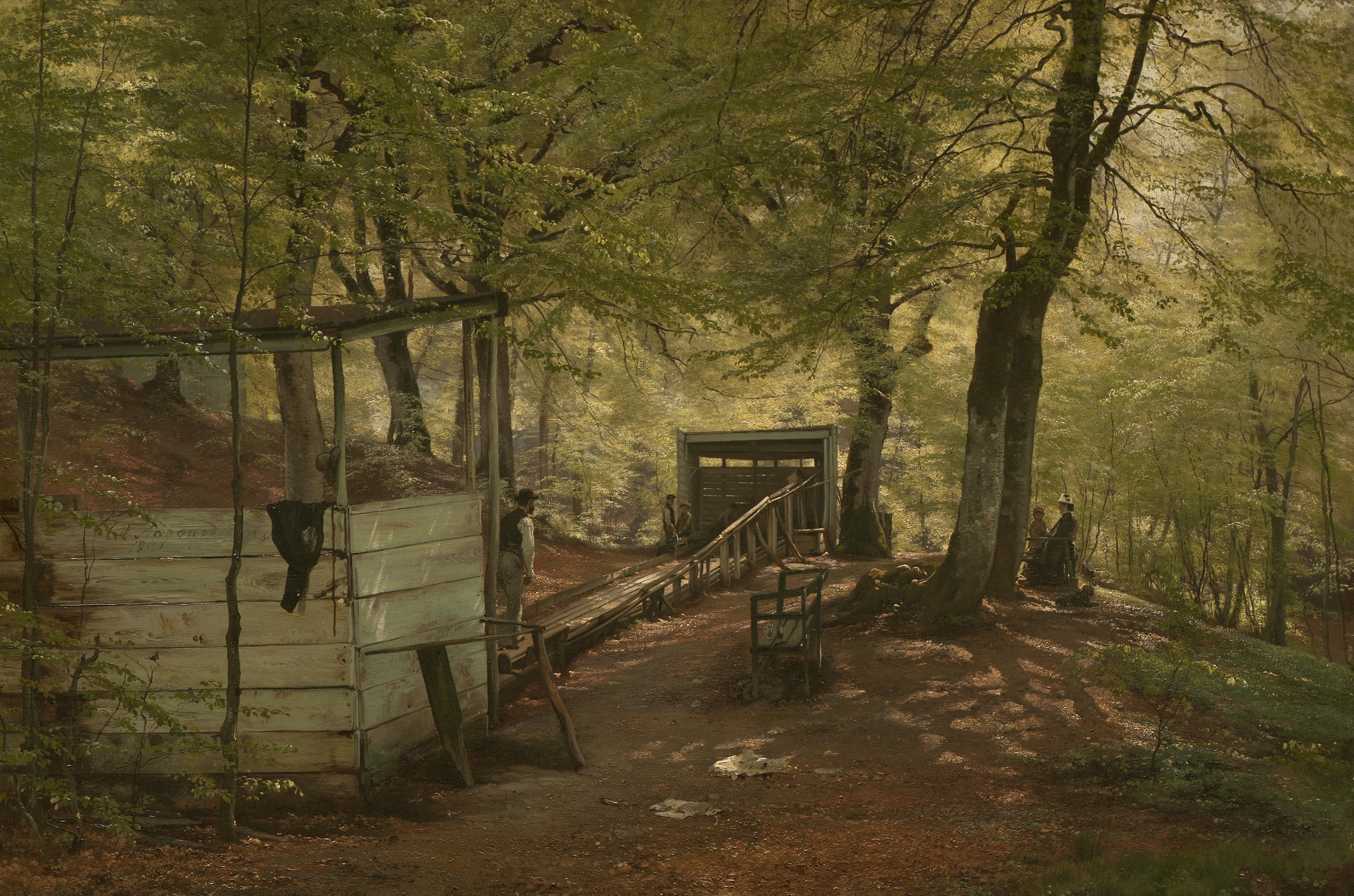 Forest landscape with a winding path, oil on canvas by Carl Frederik Aagaard