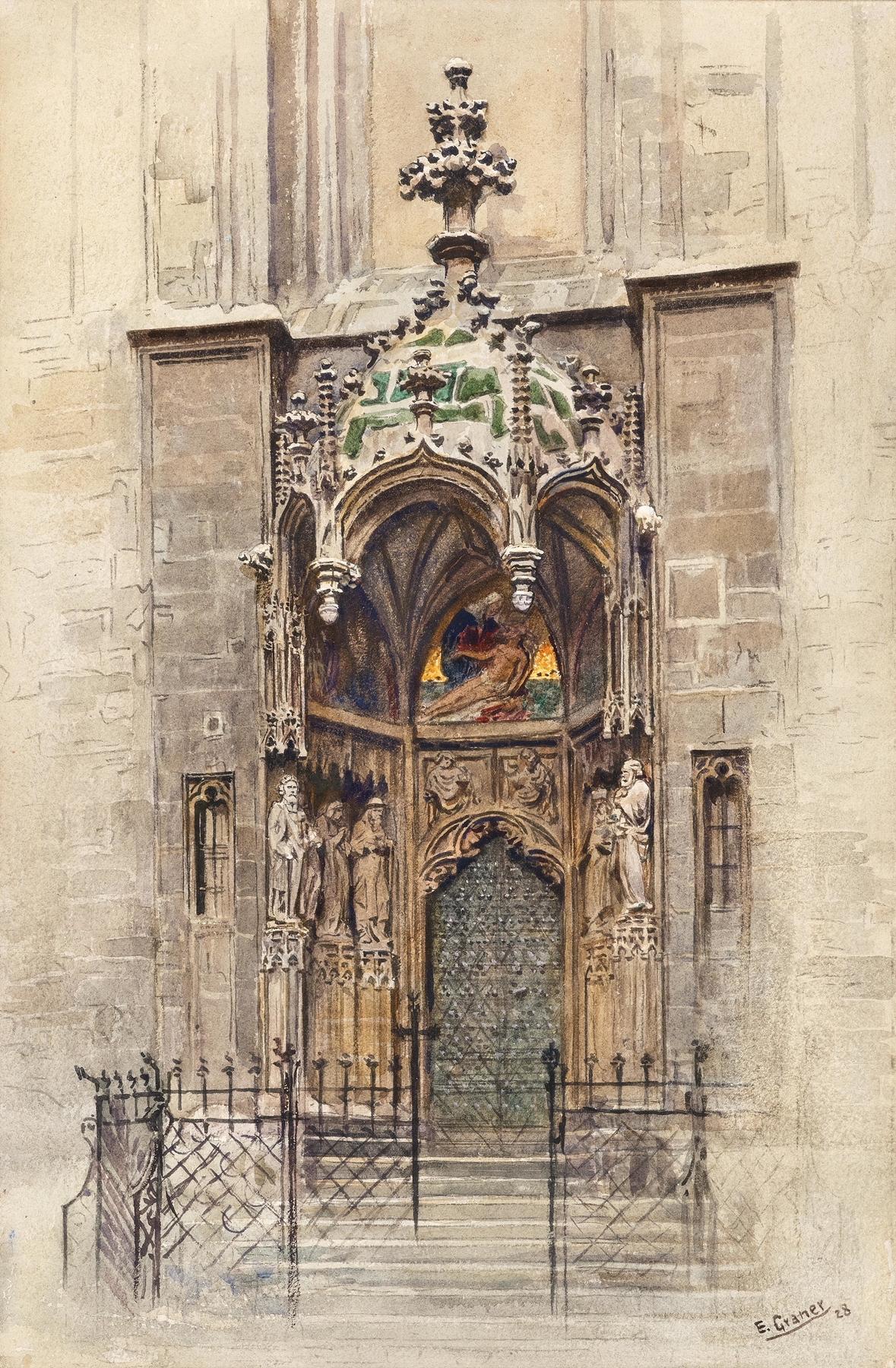 Archway of Kirche Maria am Gestade in Vienna by Ernst Graner, oil painting