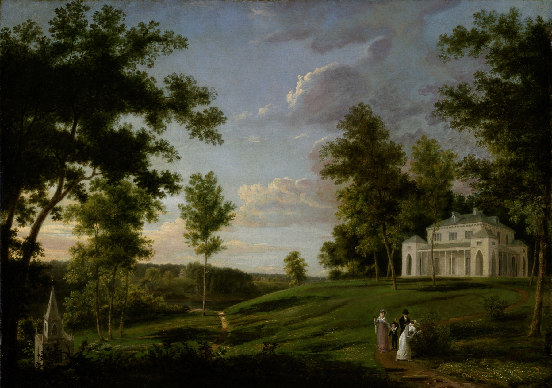Southeast view of Sedgeley Park, oil on canvas by Thomas Birch
