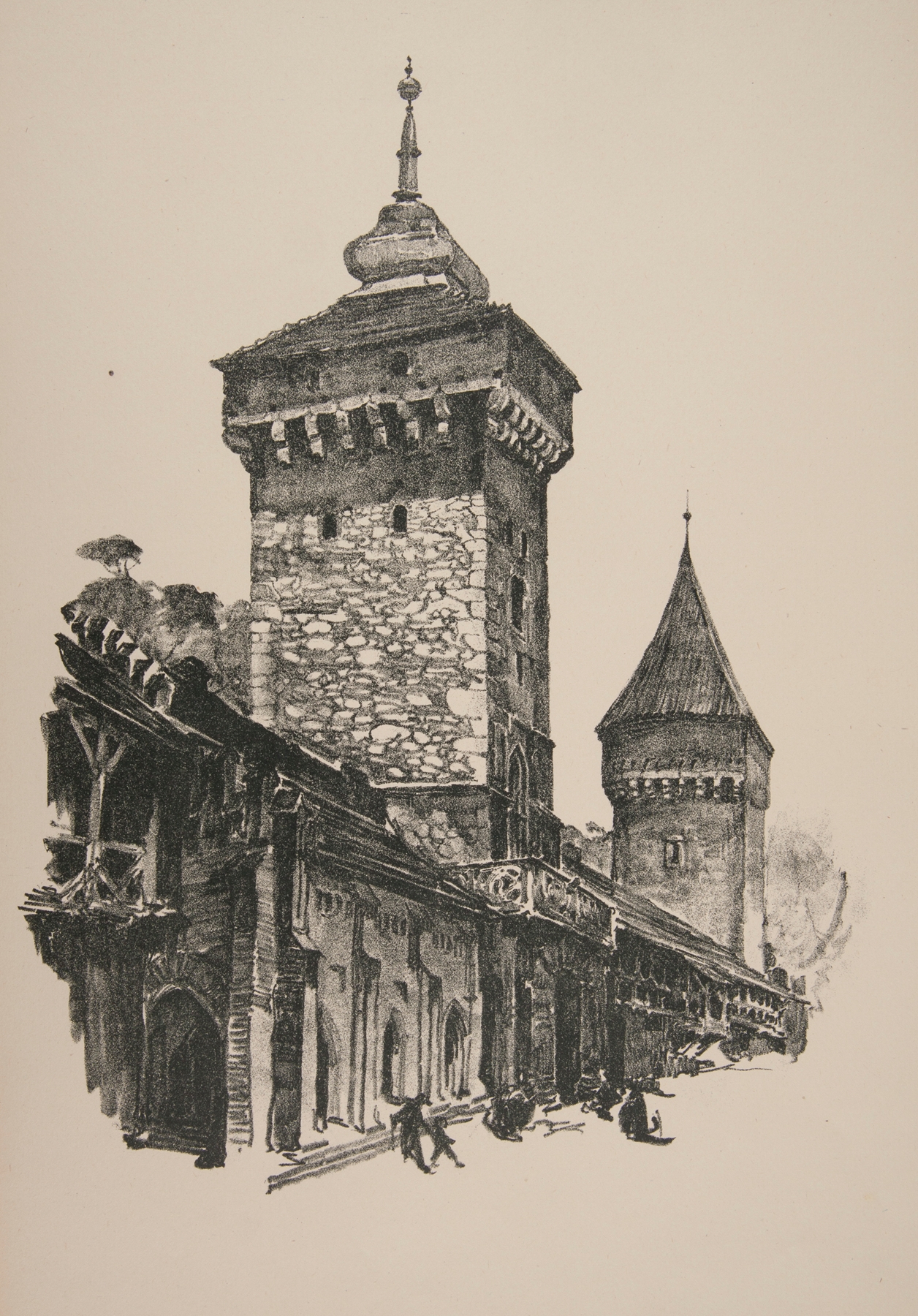 Brama Florjańska i baszta Pasamonikow, oil on canvas by Jan Kanty Gumowski