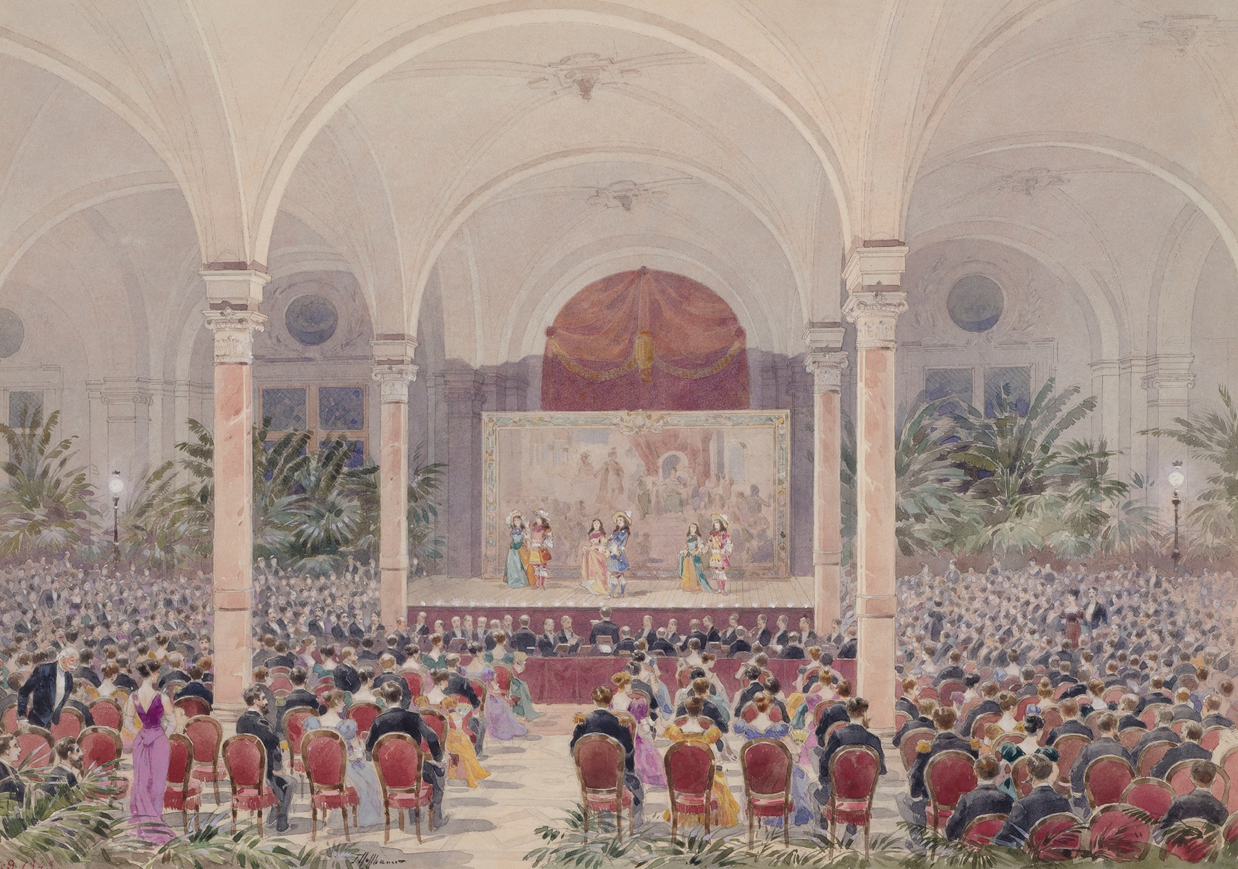 Historical scene in oil on canvas by Fédor Hoffbauer