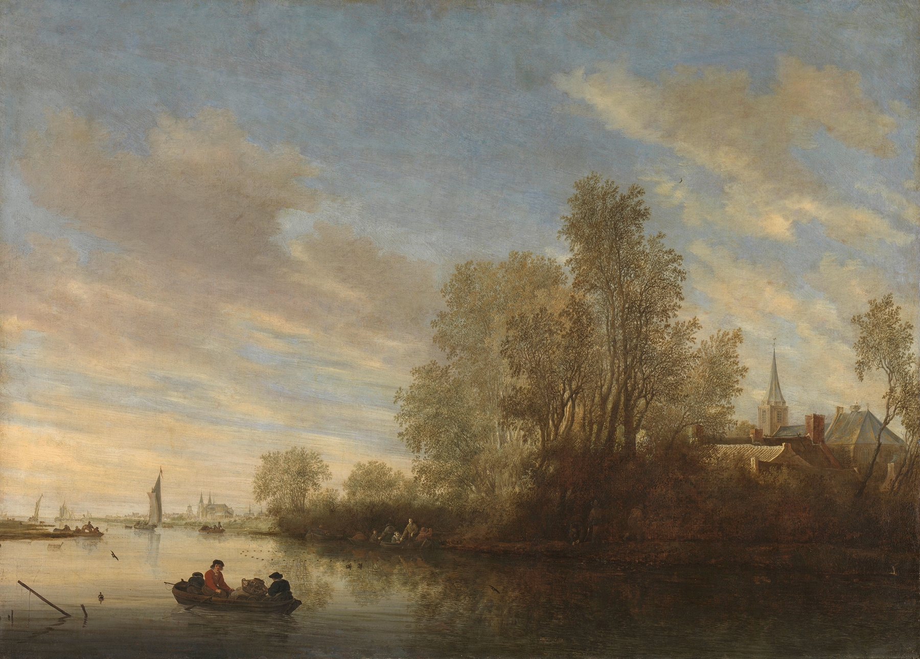 River view near Deventer, oil on canvas by Salomon van Ruysdael