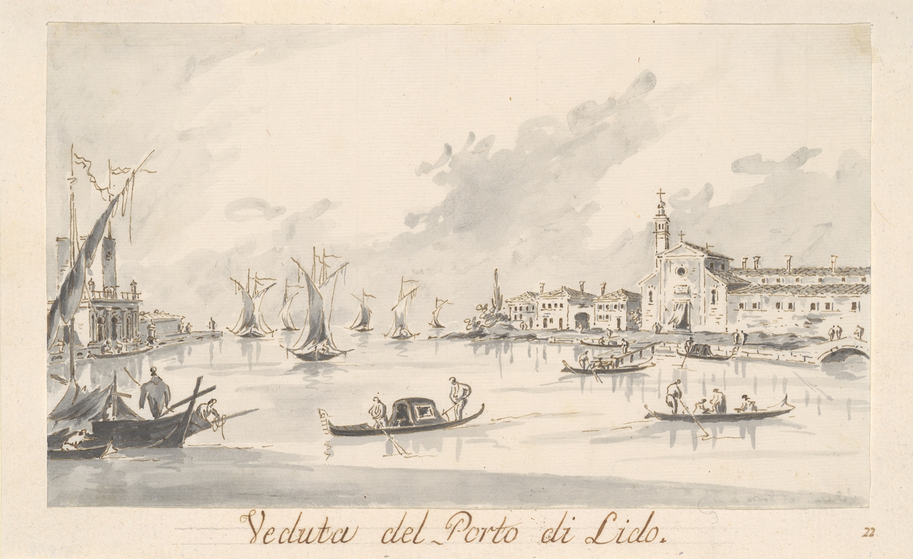 The Porto di Lido, with the Fortezza Sant’Andrea on the Left, by Giacomo Guardi, public domain