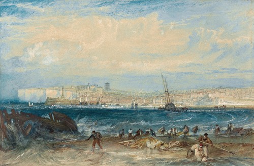 Joseph Mallord William Turner's painting 'Margate' depicts a vibrant marine scene.