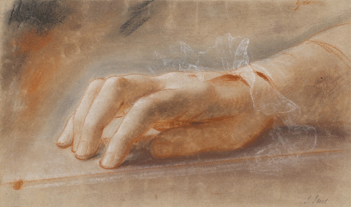 A study of a right hand by Jens Juel for a portrait.