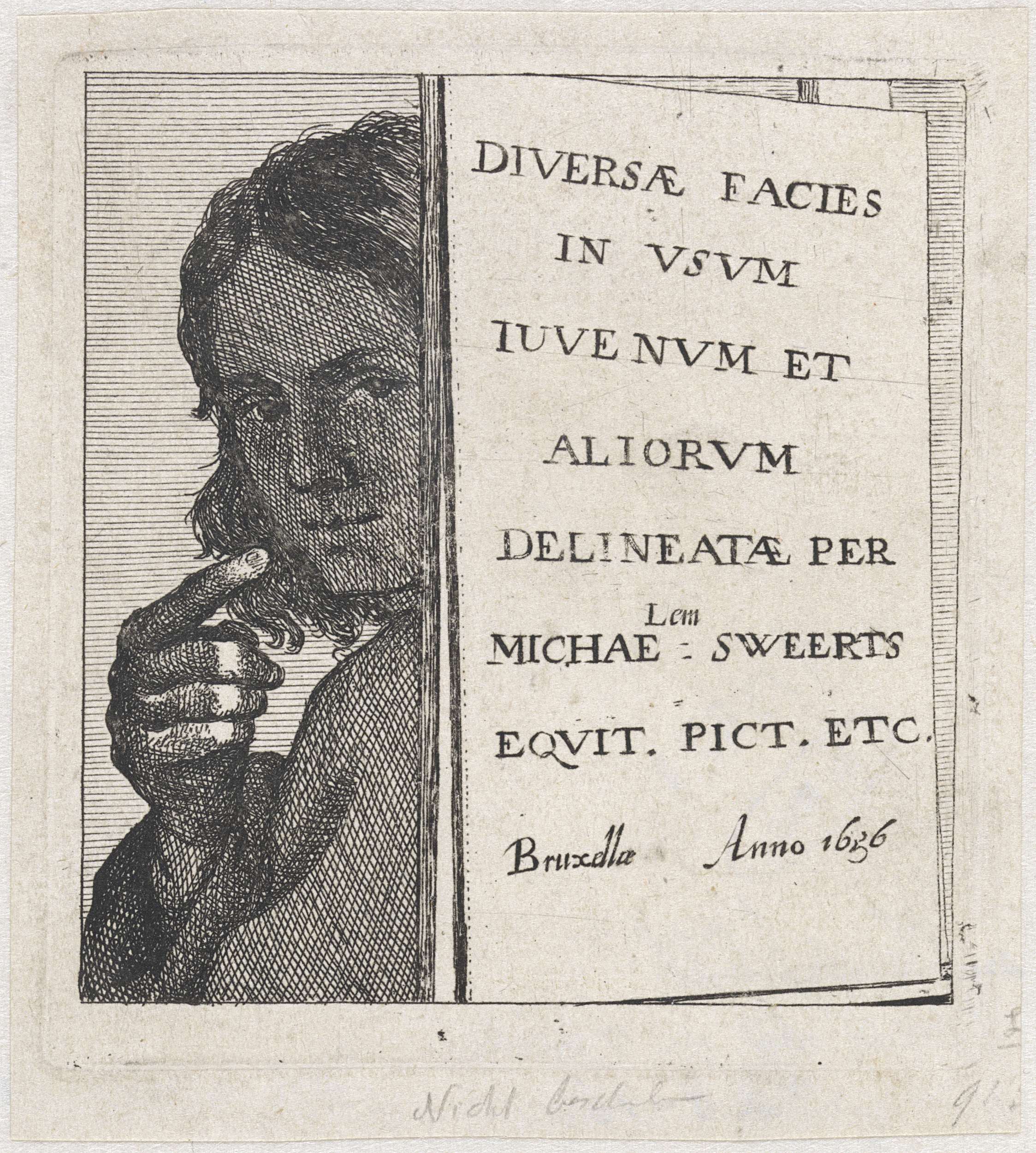 Twelve figure studies etching by Michael Sweerts, depicting diverse faces and expressions