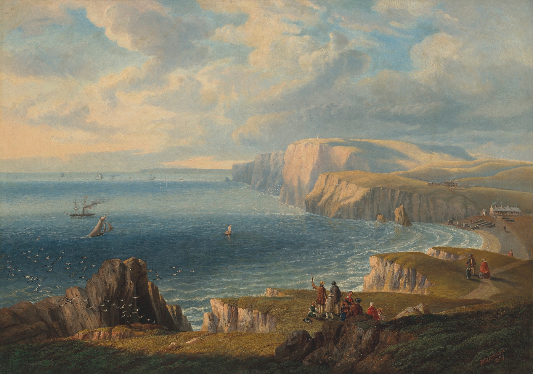 Landscape depicting cliffs and sea by John Wilson Carmichael, 1857