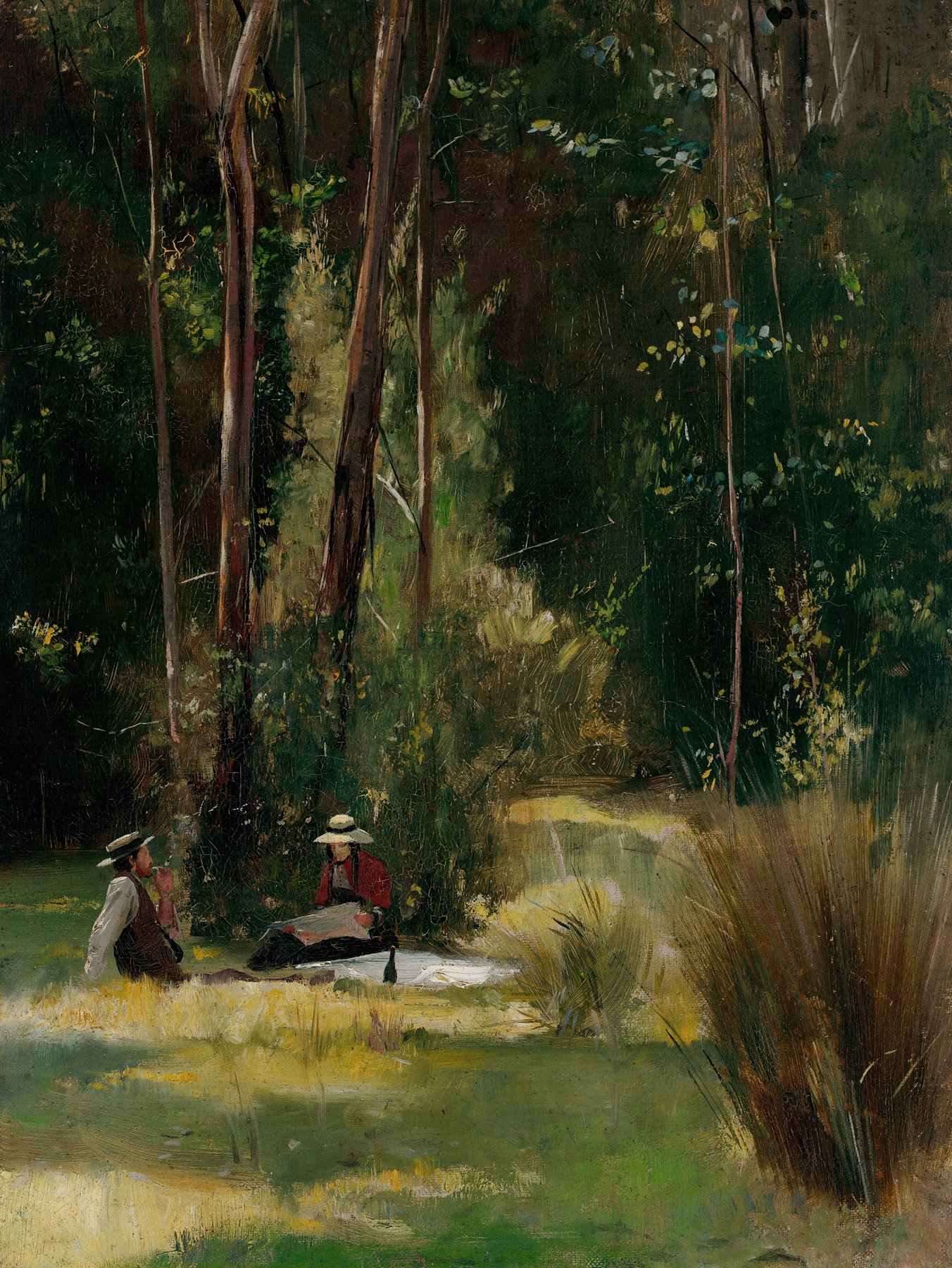 A Sunday afternoon by Tom Roberts, oil on canvas, depicting figures in a sunlit park.