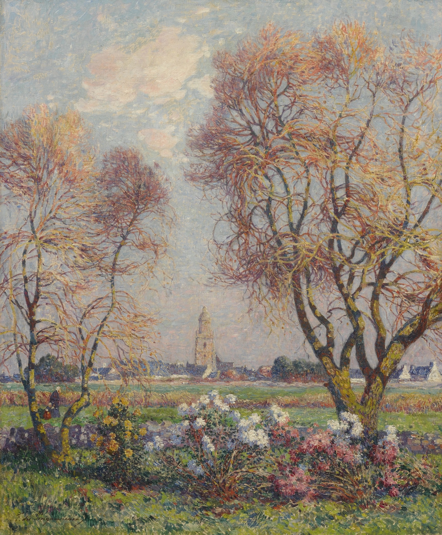 Landscape with trees and water, oil on canvas by Ferdinand du Puigaudeau
